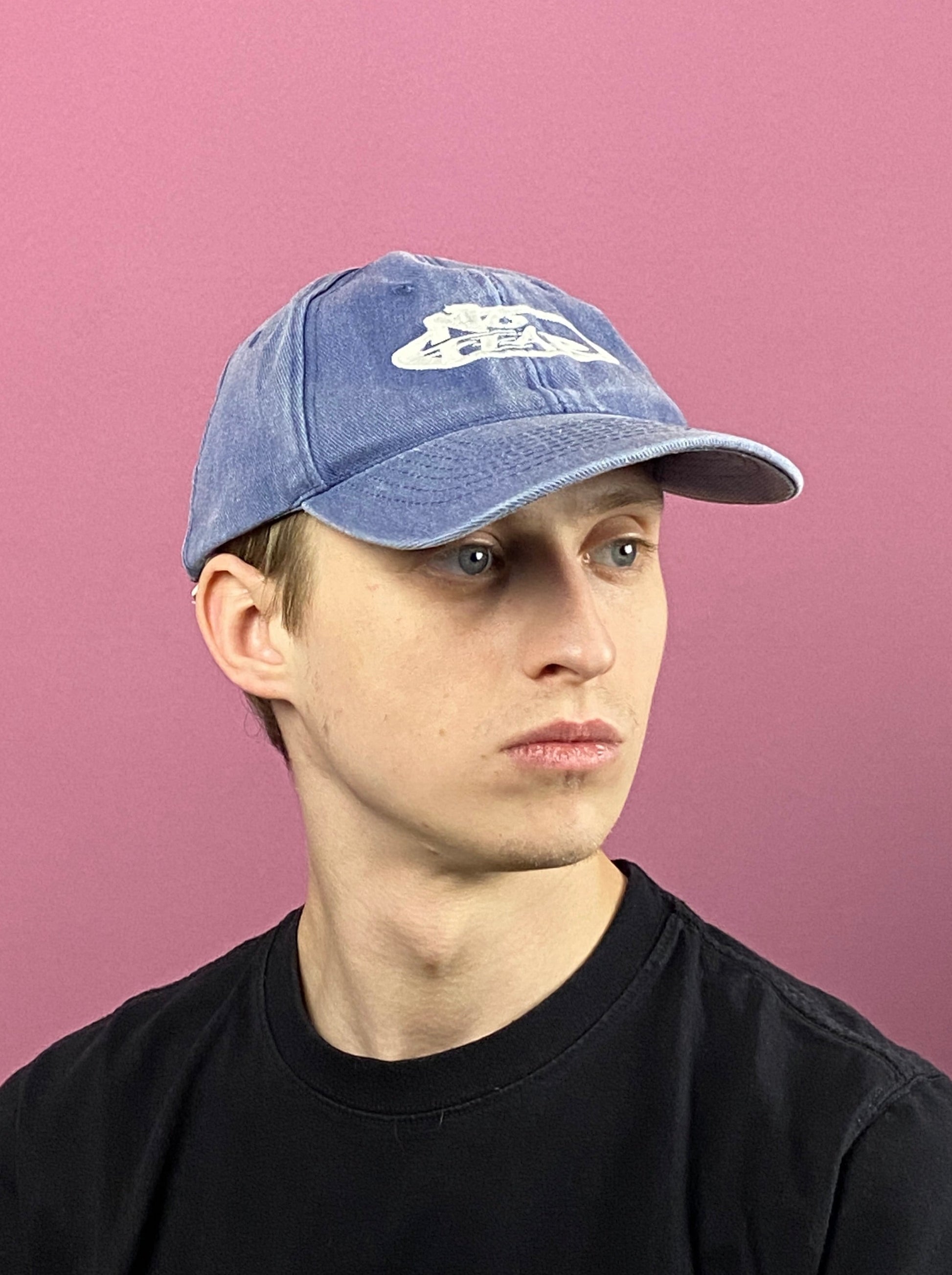 90s No Fear Vintage Denim Baseball Cap - Blue Cotton