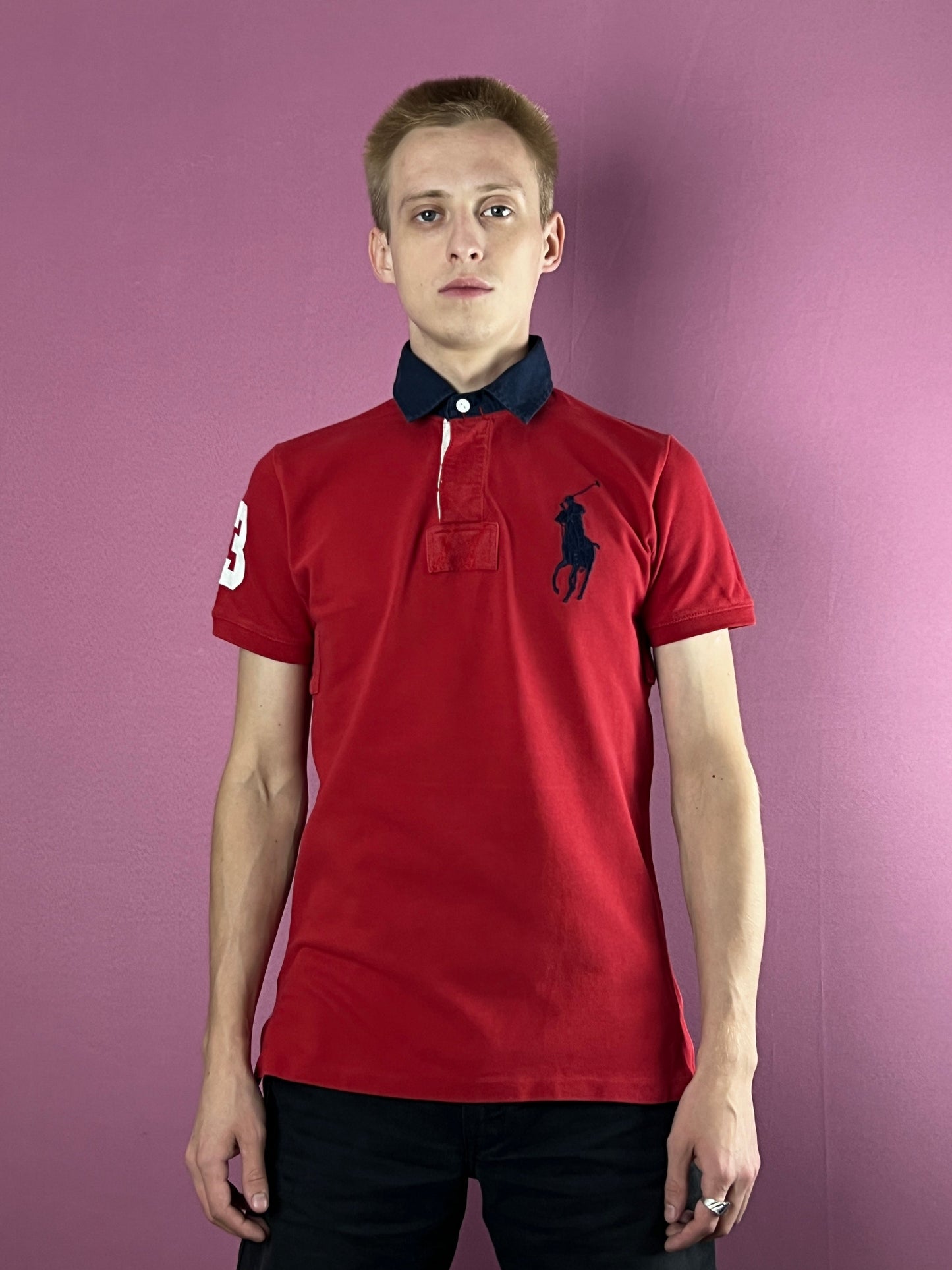 90s Polo Raplh Lauren Big Pony #3 Vintage Men's Polo Shirt - S Red Cotton