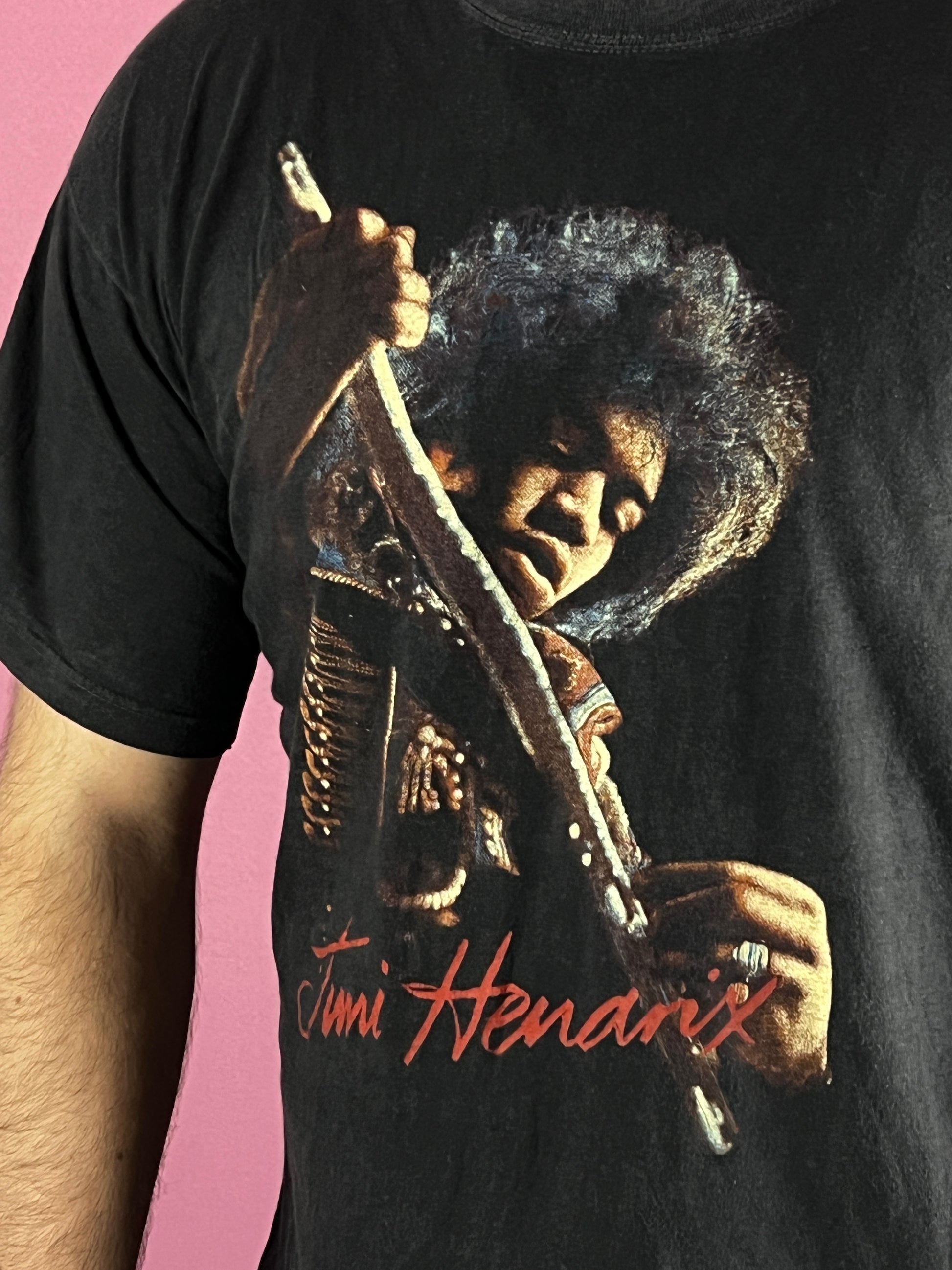 90s Jimi Hendrix Vintage Men's Cross Star T-Shirt - XL Black Cotton