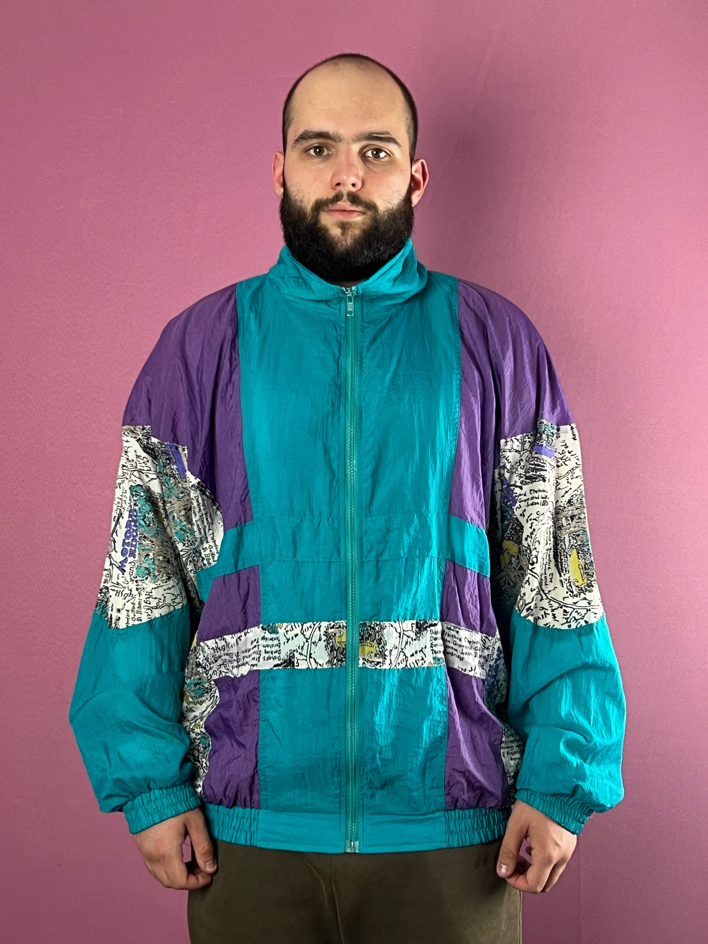 90s Rodeo Vintage Men's Сolor Block Windbreaker Jacket - XL