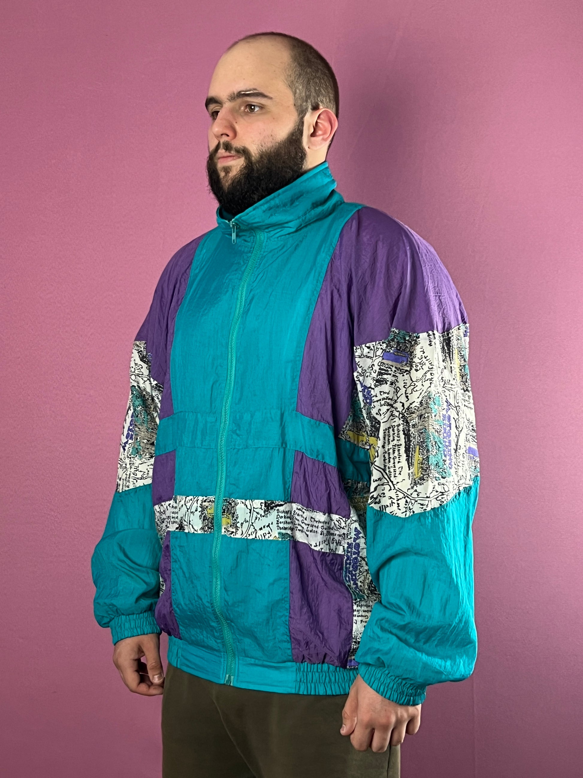 90s Rodeo Vintage Men's Сolor Block Windbreaker Jacket - XL