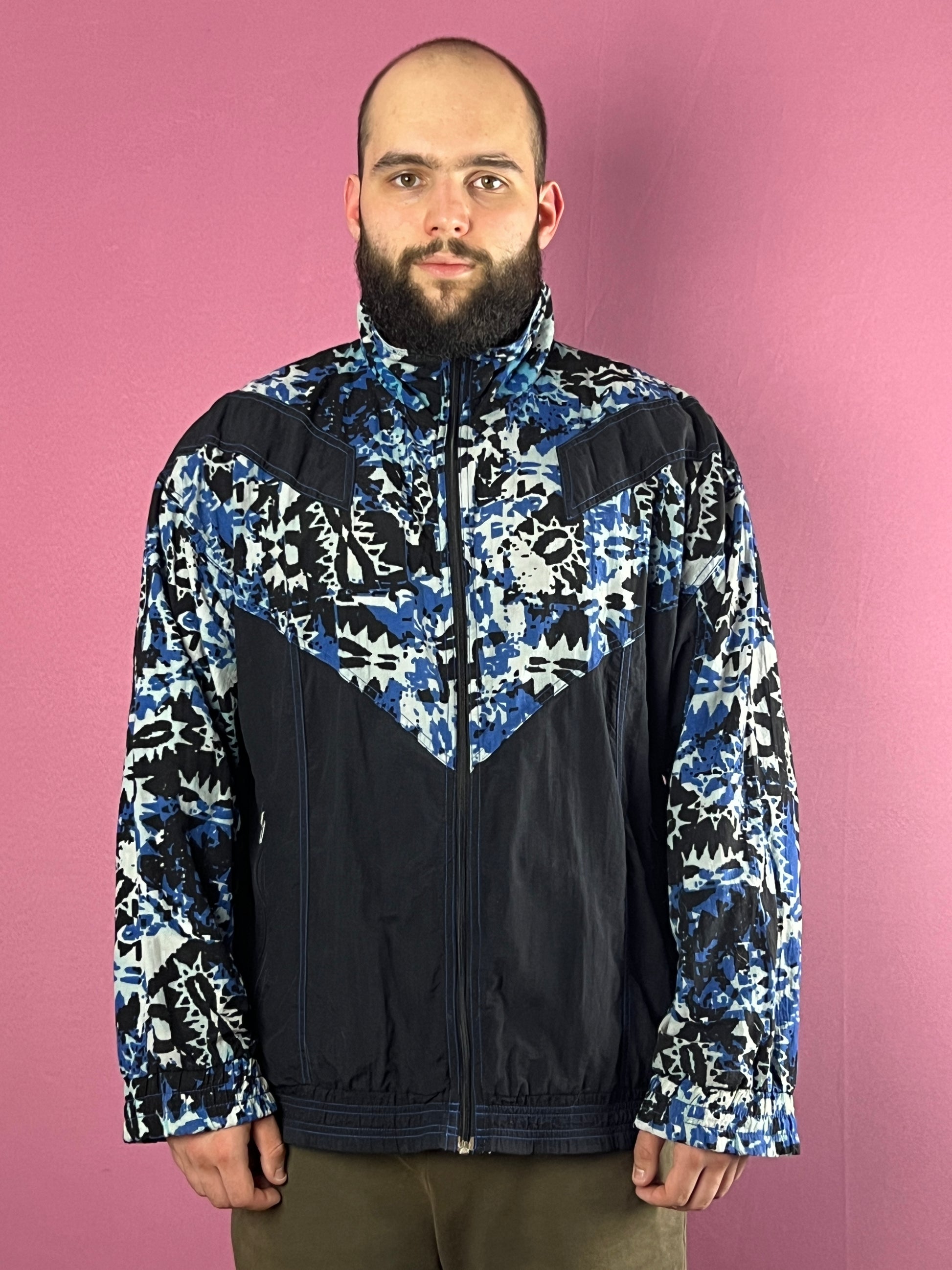 90s Sports League Vintage Men's Abstract Print Windbreaker Jacket - L