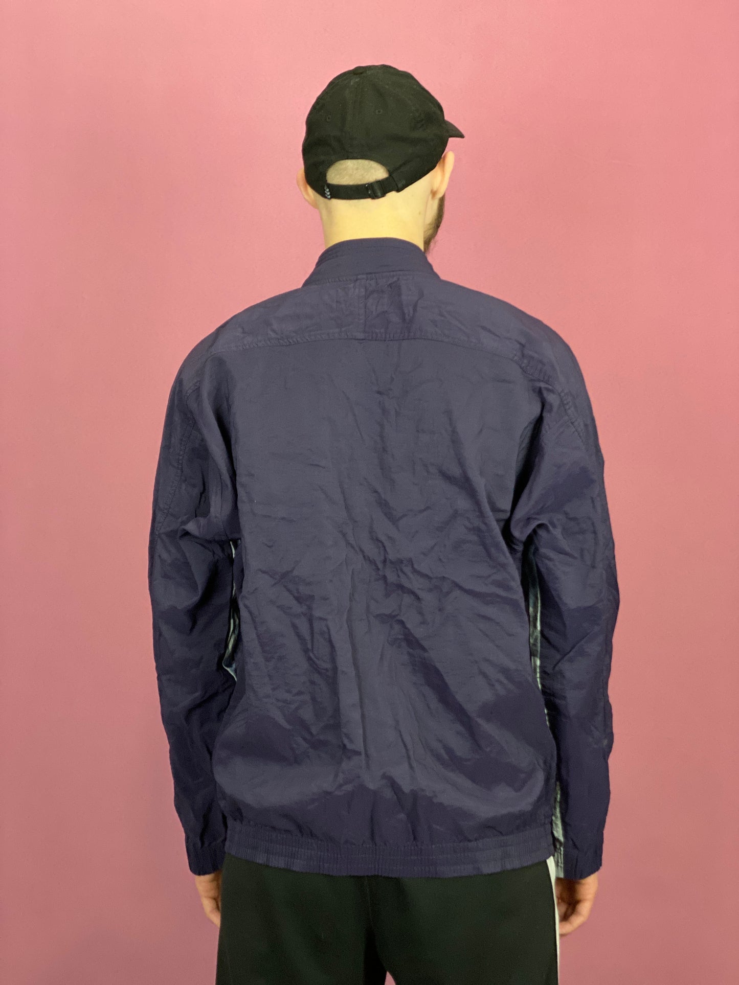 90s Benger Vintage Men's Windbreaker Jacket - Large Navy Blue Nylon