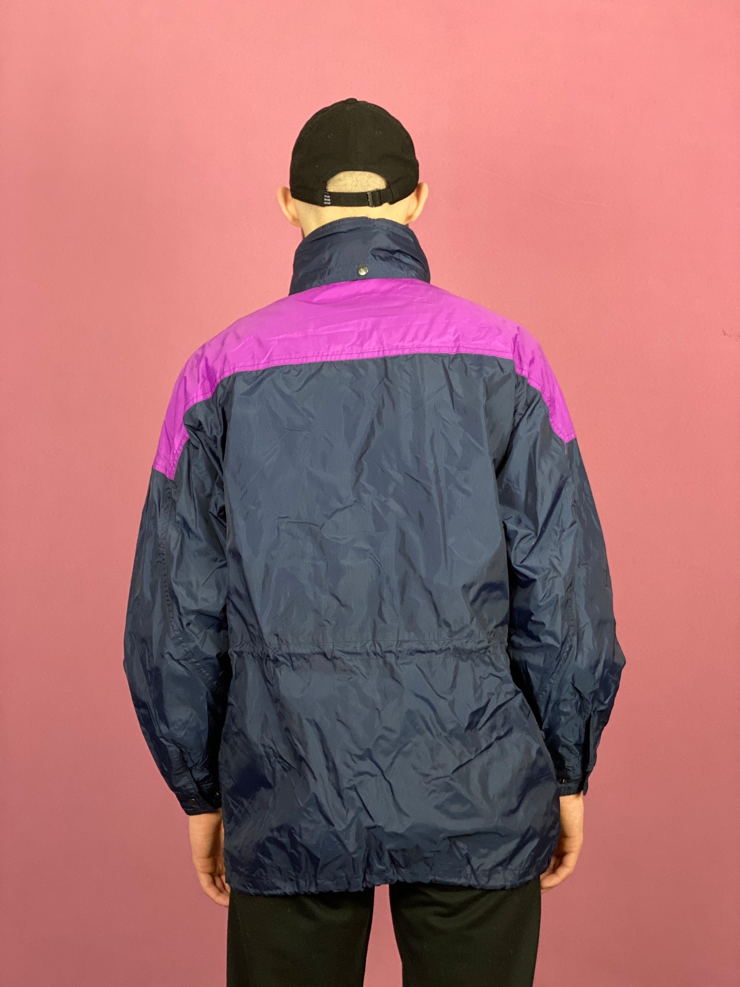 90s Brugi Vintage Men's Rain Jacket - Medium Black Nylon