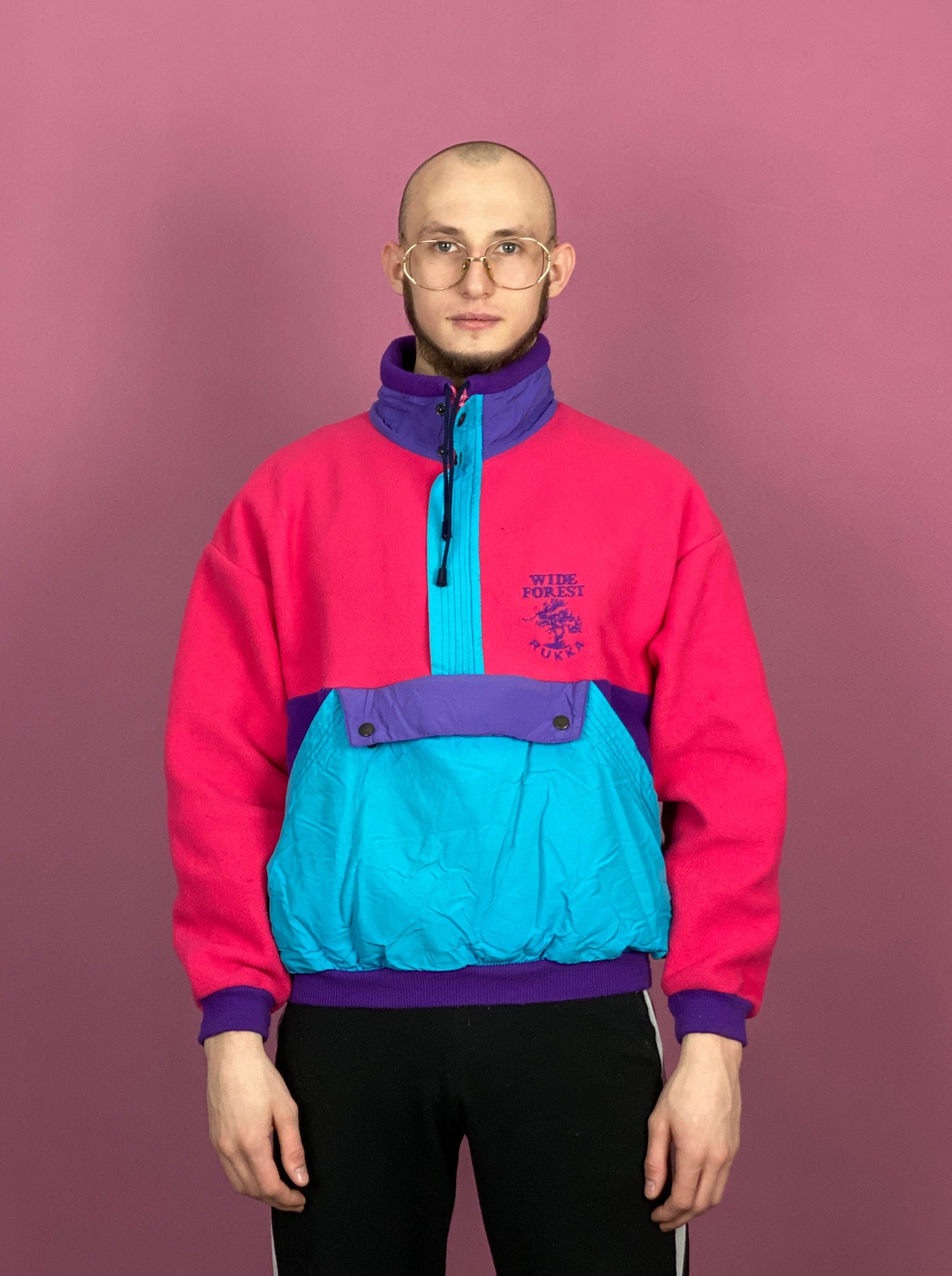 90s Rukka Vintage Men's Half Zip Fleece - Medium Multicolor Polyester