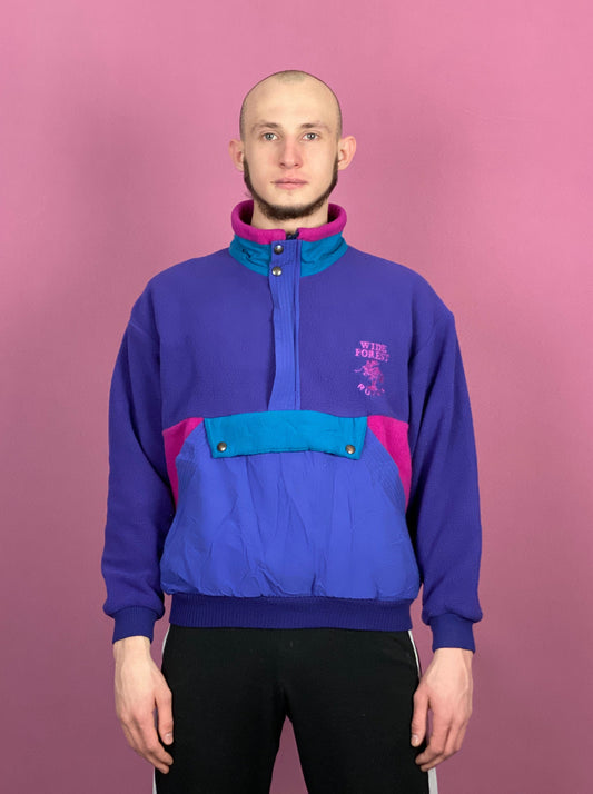 90s Rukka Vintage Men's Half Zip Fleece - Small Purple Polyester