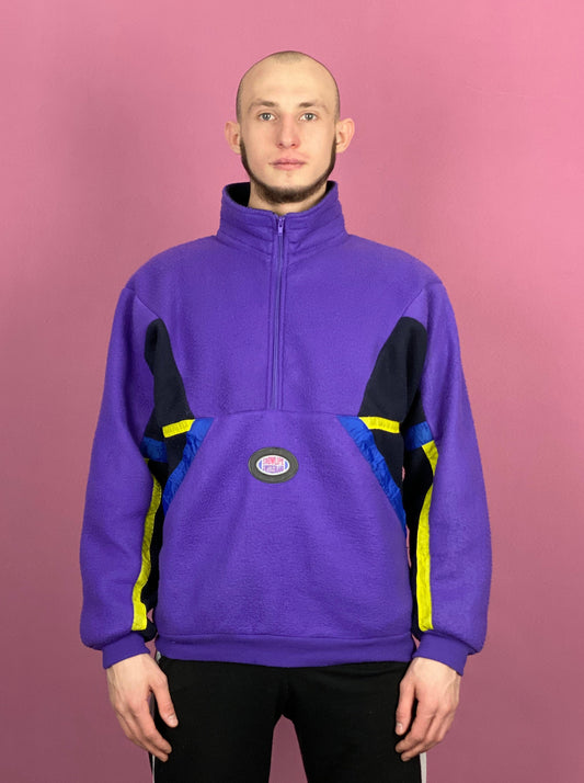 90s Vintage Men's Half Zip Fleece - Large Purple Polyester