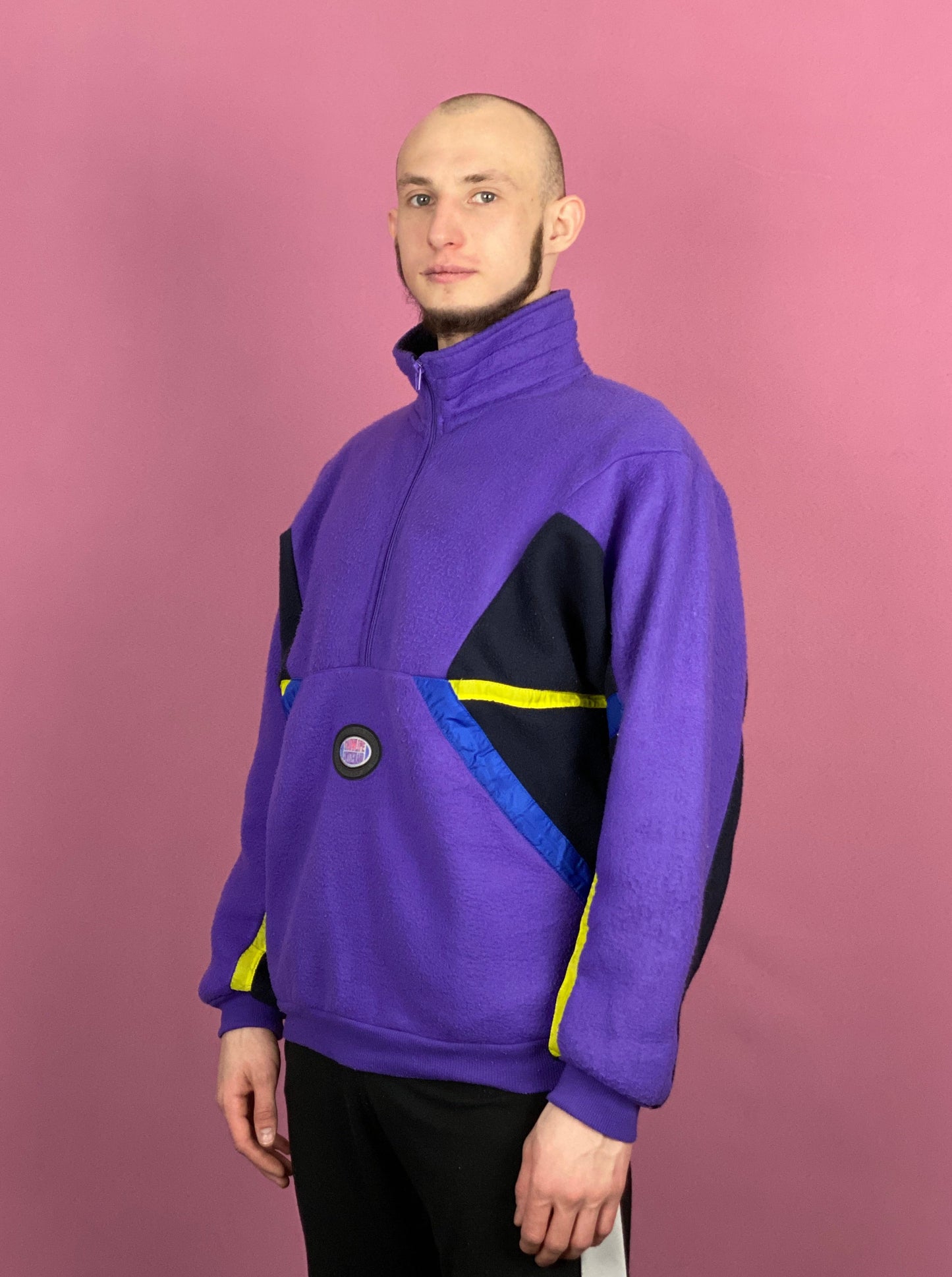 90s Vintage Men's Half Zip Fleece - Large Purple Polyester