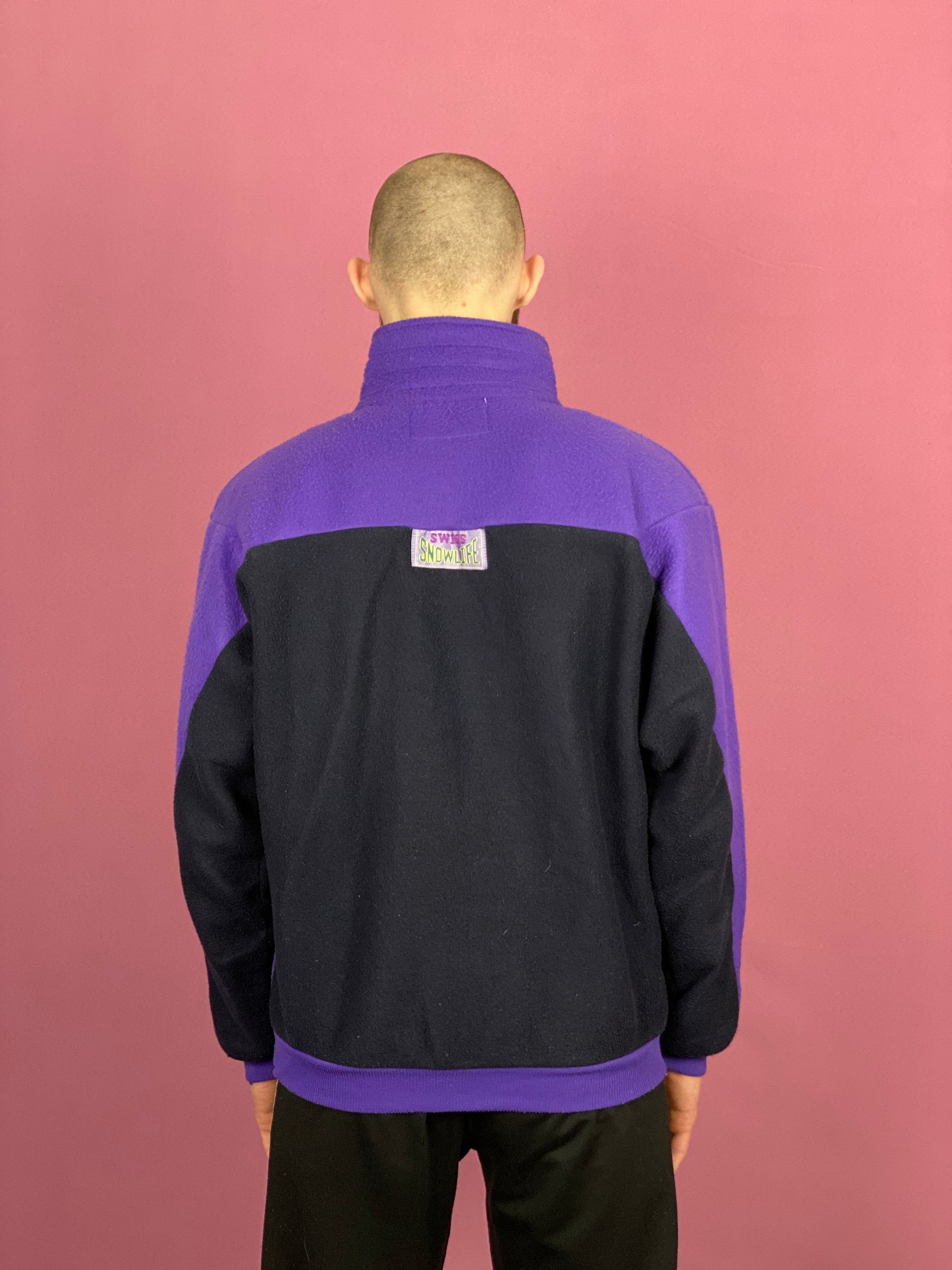 90s Vintage Men's Half Zip Fleece - Large Purple Polyester