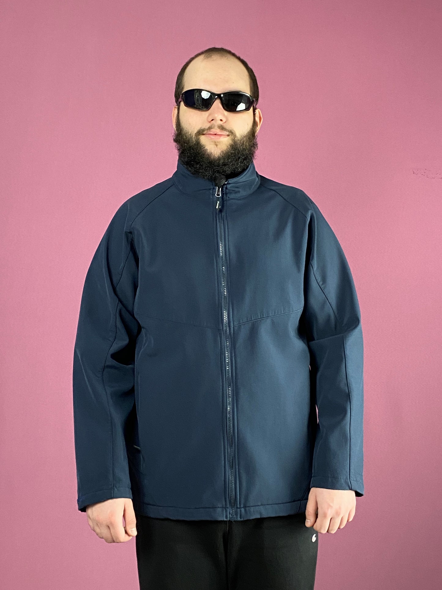 Dickies Vintage Men's Softshell Jacket - L Navy Blue Polyester Blend