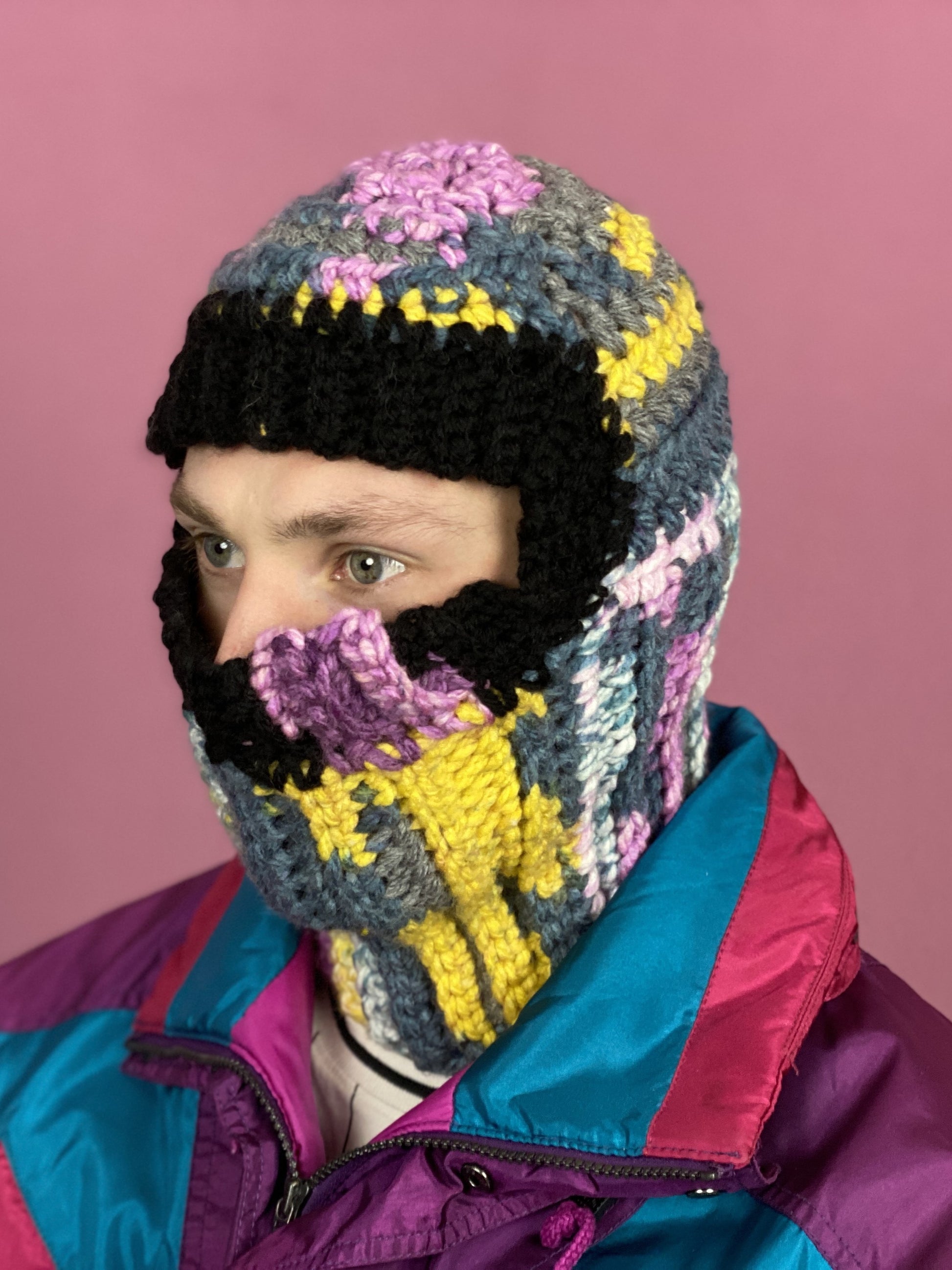 Handmade Knit Ski Mask - OS Multicolor Cotton