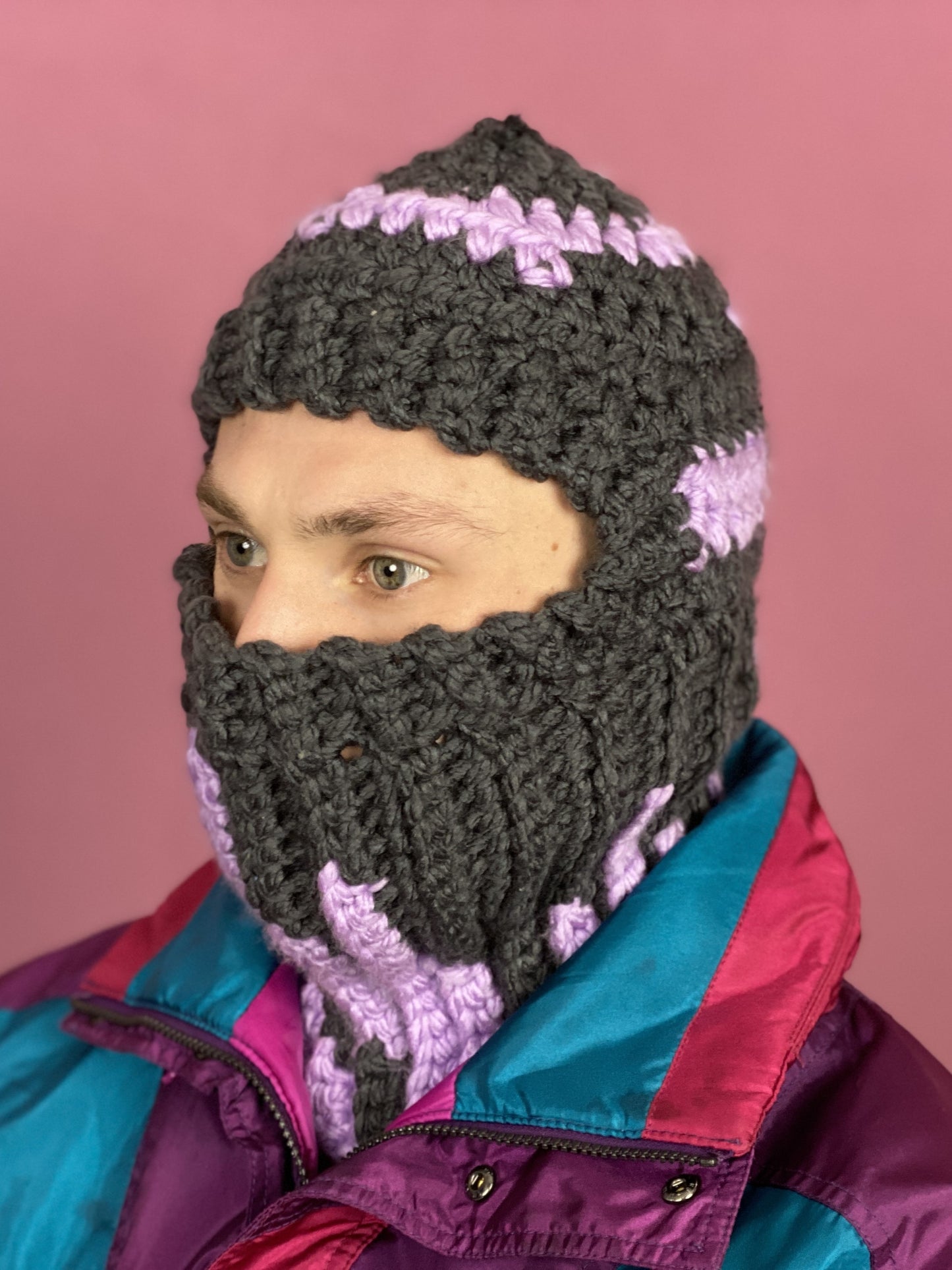 Handmade Knit Ski Mask - OS Gray Cotton