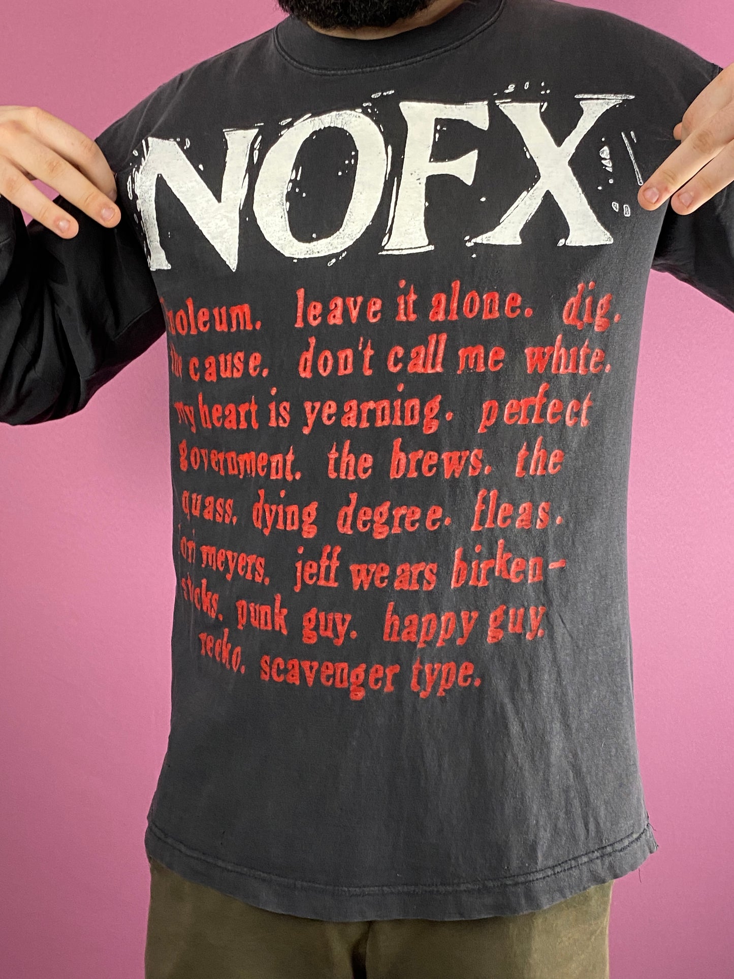 90s NOFX Vintage Men's Distressed Band Long Sleeve Shirt - XXL Black Cotton