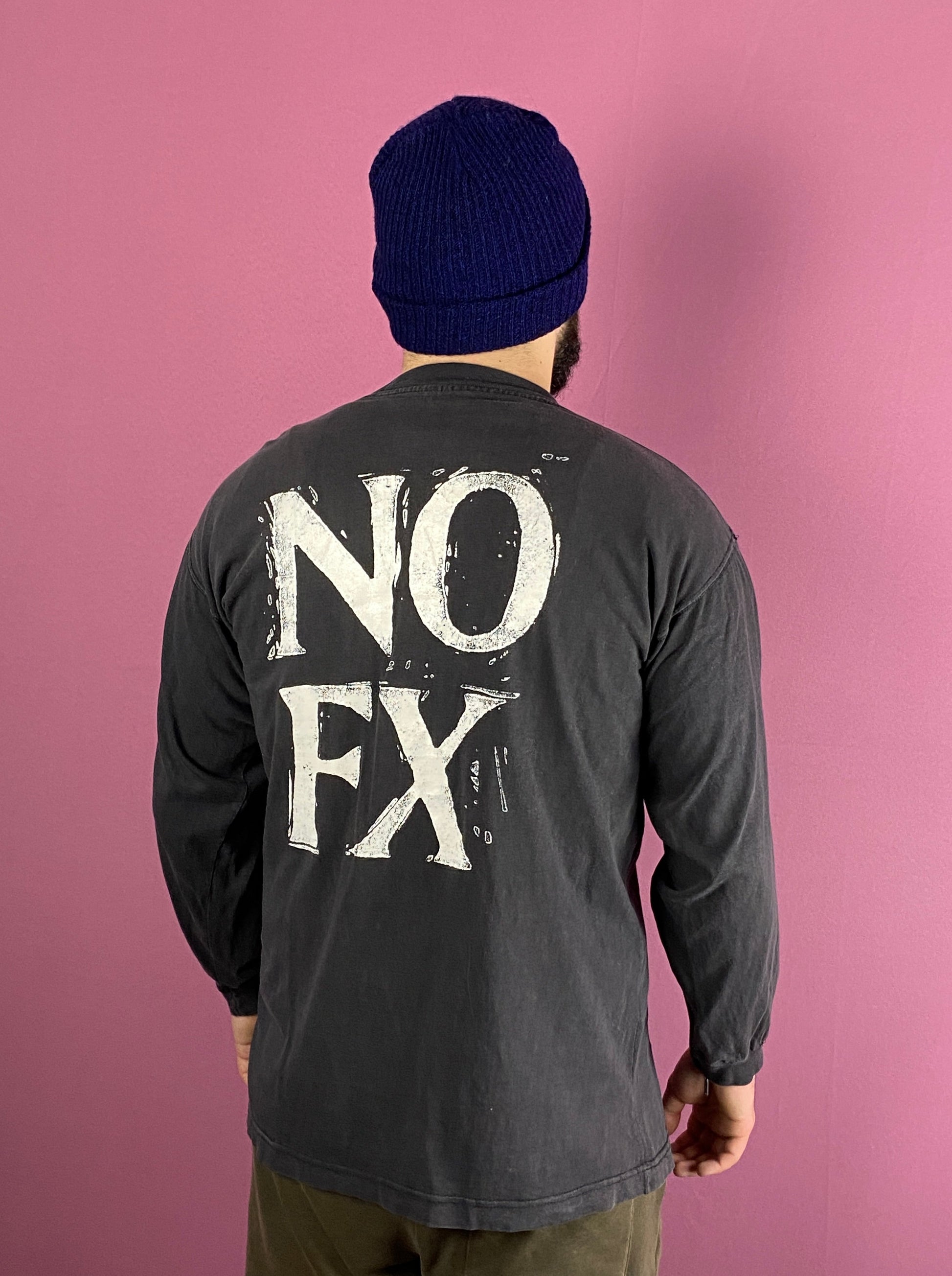 90s NOFX Vintage Men's Distressed Band Long Sleeve Shirt - XXL Black Cotton