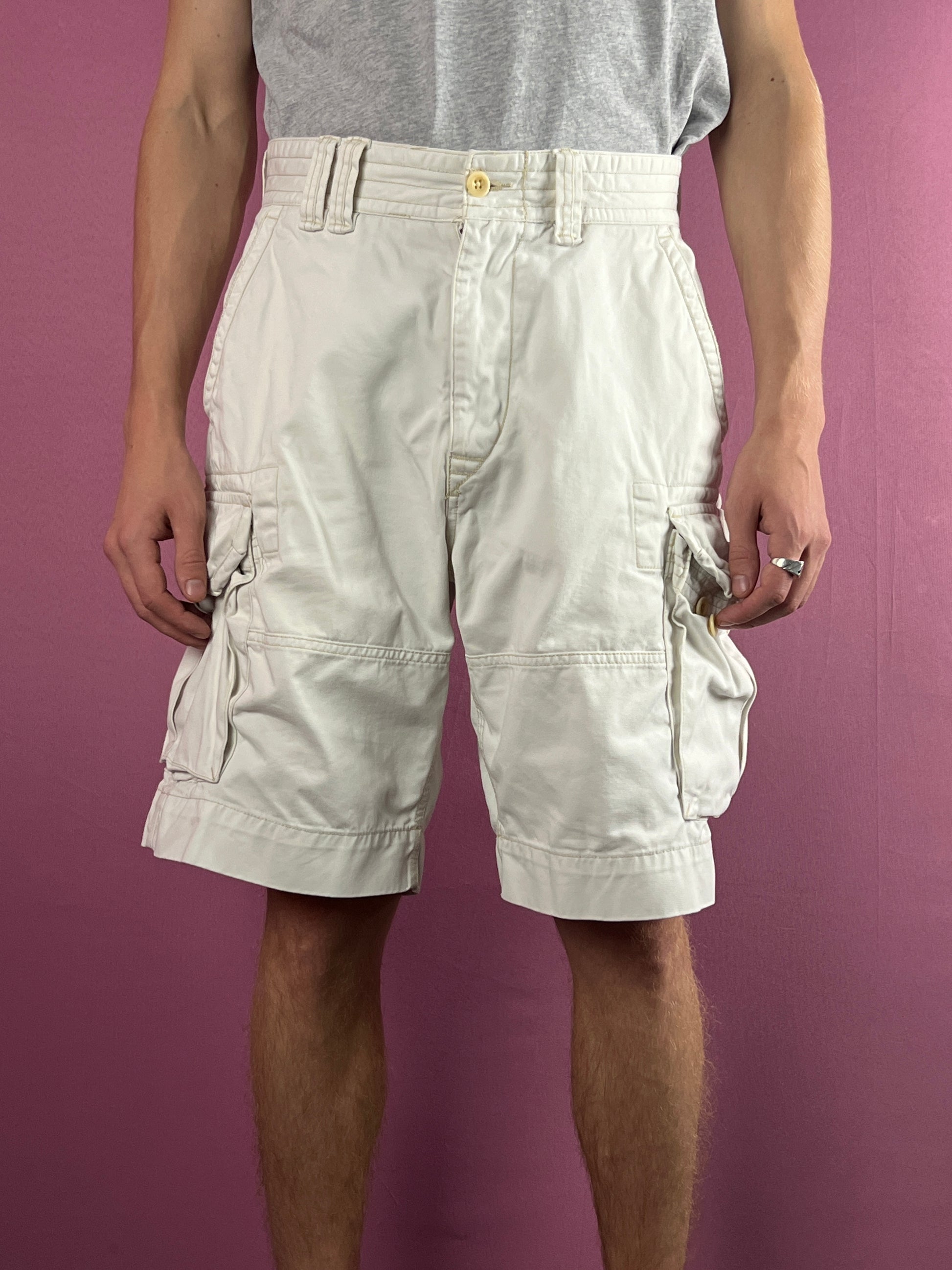 90s Polo Ralph Lauren Vintage Men's Cargo Shorts - 31 White Cotton