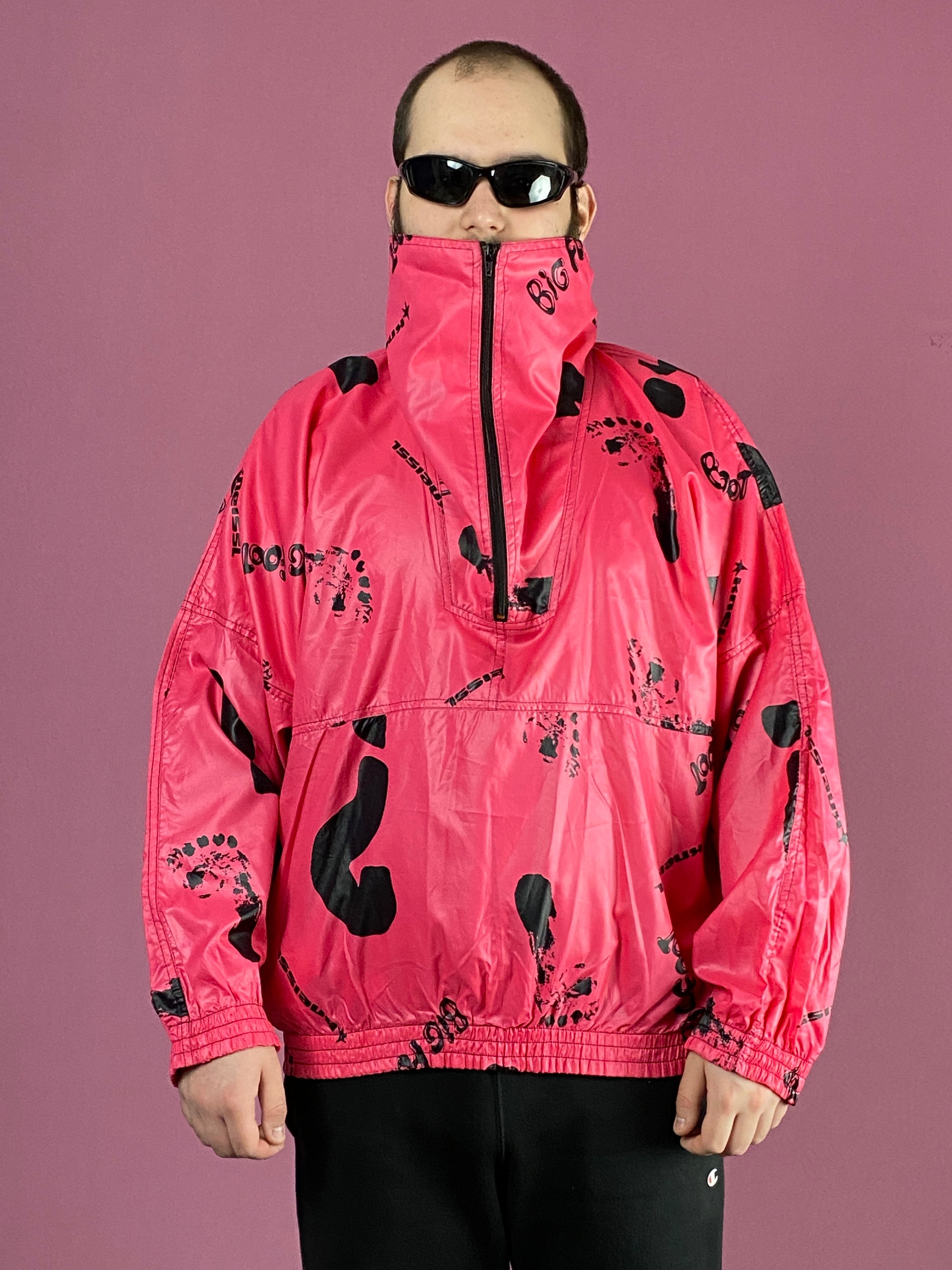 90s Kneissl Vintage Men's Windbreaker Jacket - Large Pink Polyester