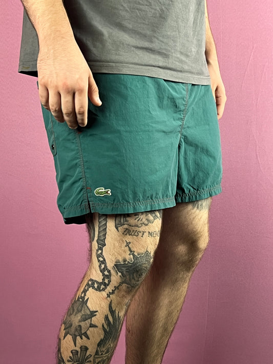 80s Lacoste Vintage Men's Tennis Shorts - L Green Nylon