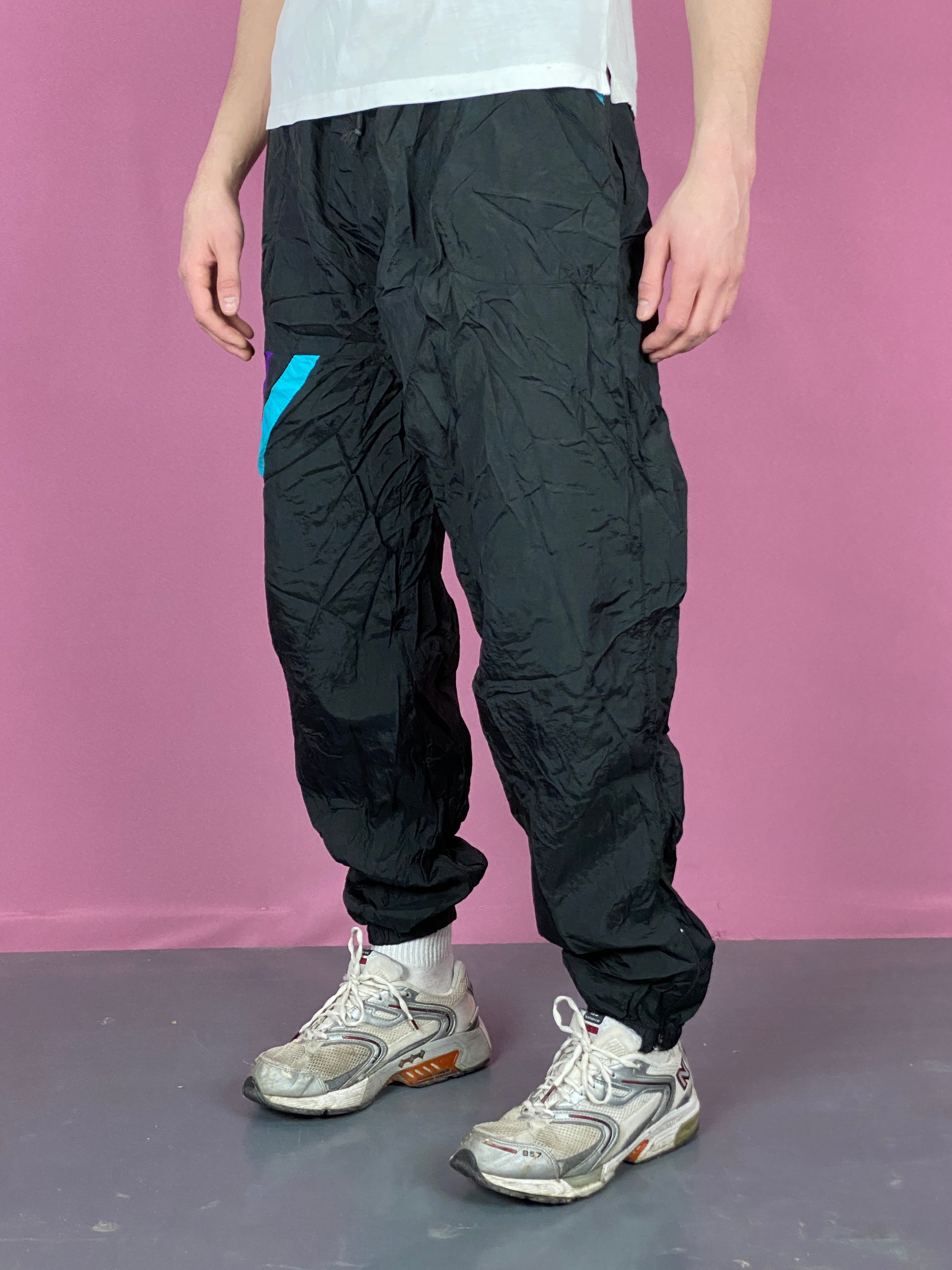 90s L'Alliance Vintage Men's Track Pants - XL Black Nylon