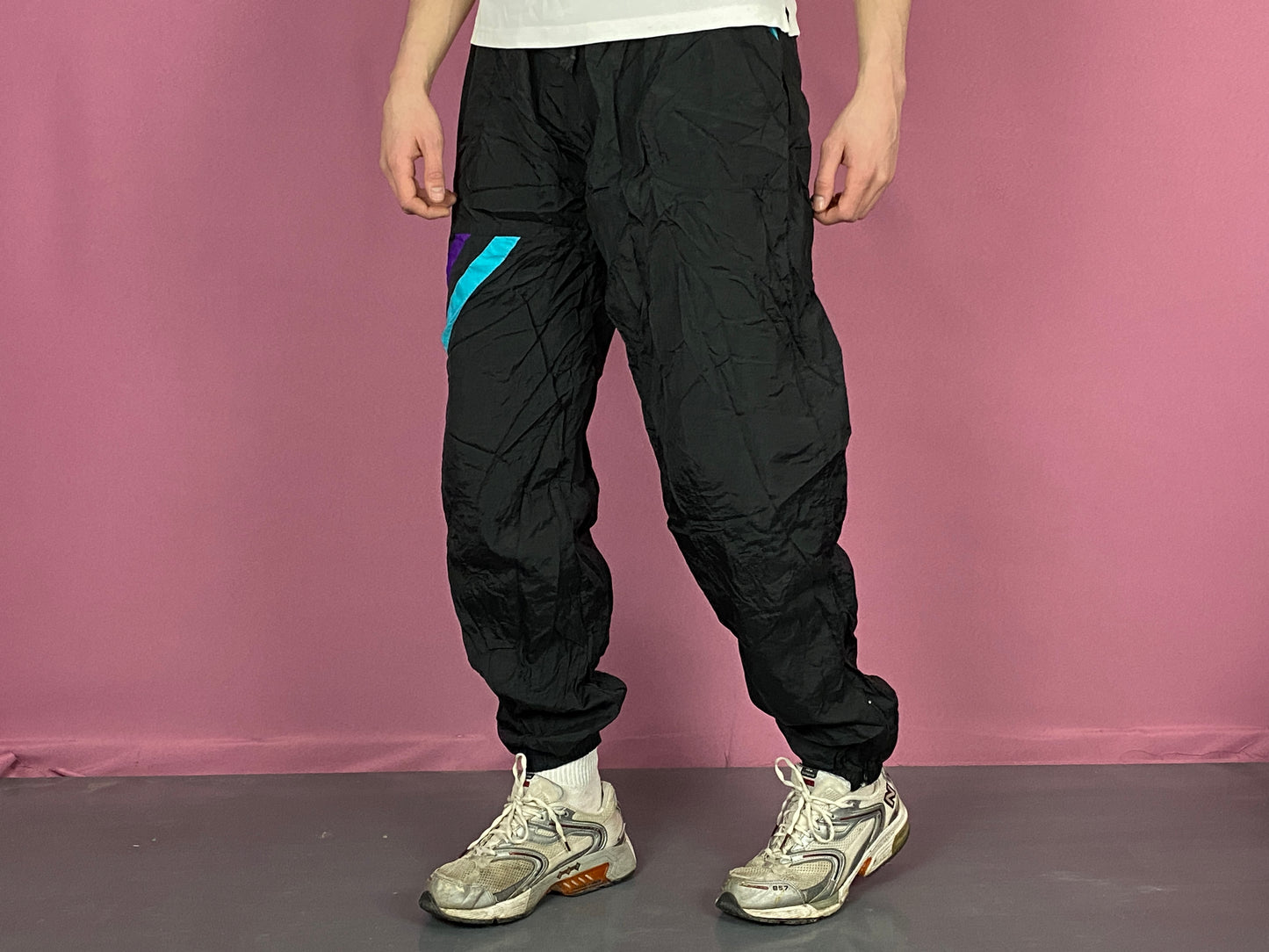 90s L'Alliance Vintage Men's Track Pants - XL Black Nylon