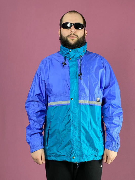 Aqua Guard Vintage Men's Rain Jacket - Large Blue & Purple Nylon