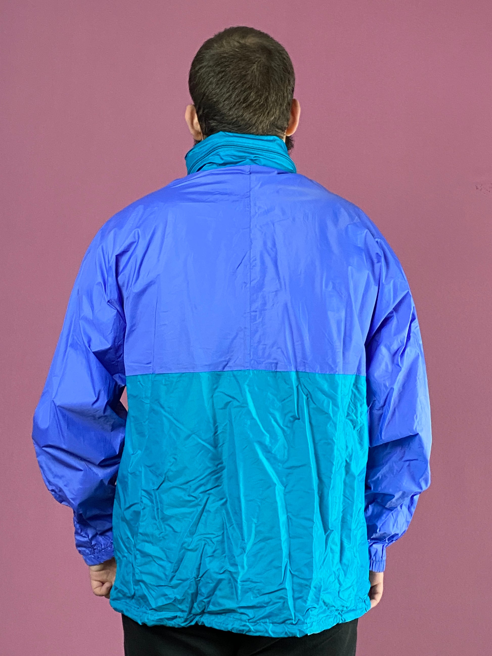 Aqua Guard Vintage Men's Rain Jacket - Large Blue & Purple Nylon