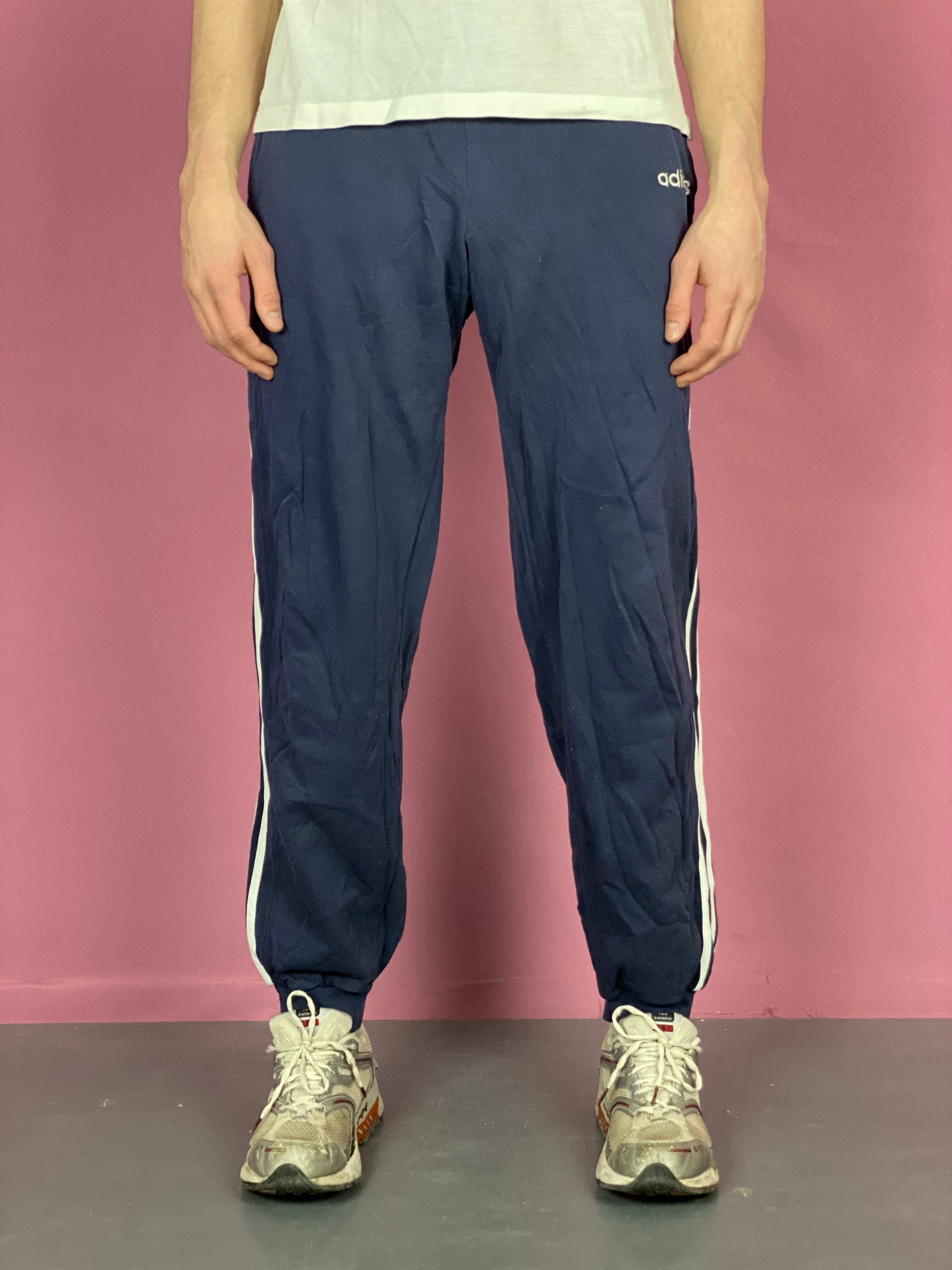 90s Adidas Vintage Men's Sweatpants - L Navy Blue Cotton Blend