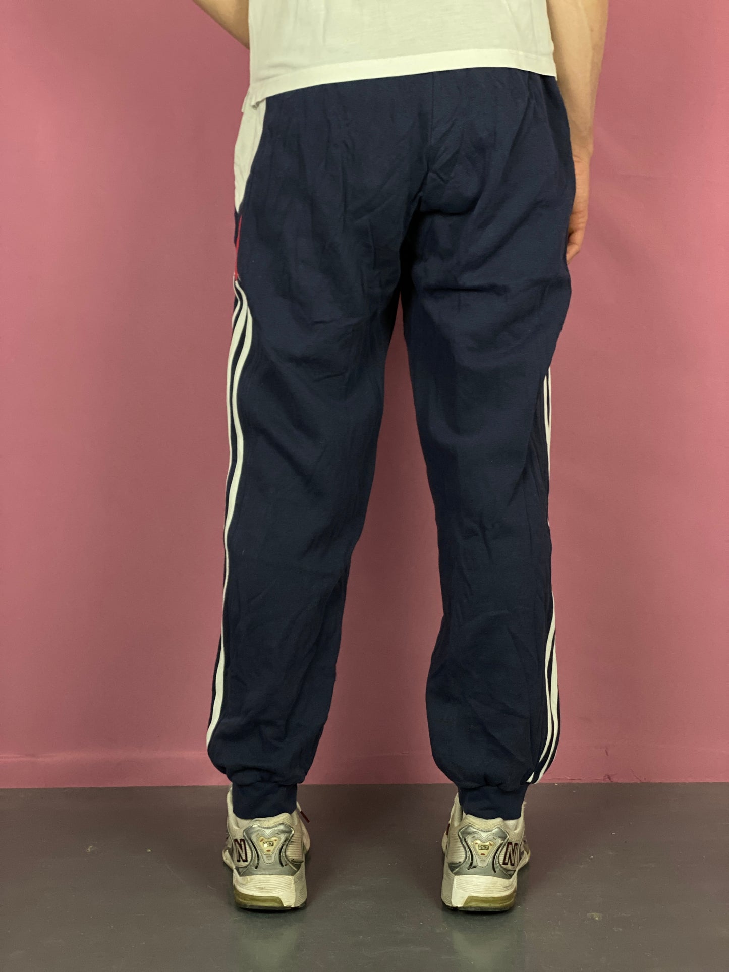 90s Adidas Vintage Men's Sweatpants - L Navy Blue Cotton Blend