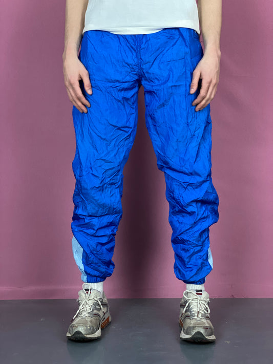 90s Big Wave Vintage Men's Track Pants - M Blue Nylon