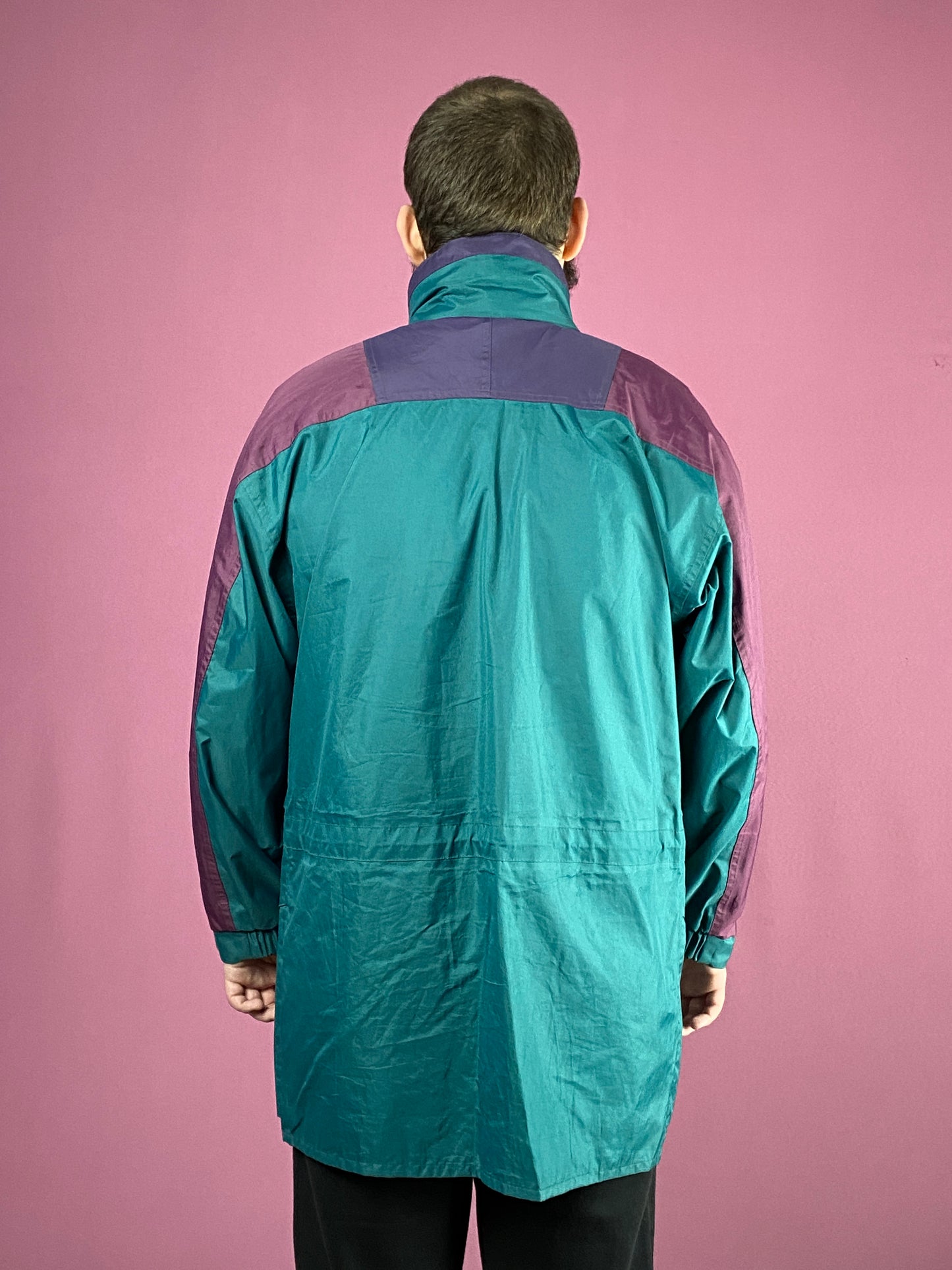 90s Regatta Vintage Men's Rain Jacket - Small Green Polyester