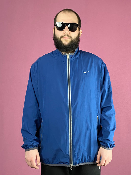 Nike Vintage Men's Light Windbreaker Jacket - XL Blue Polyester