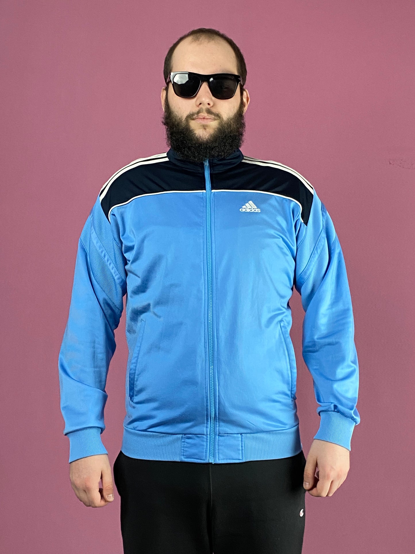 Adidas Vinatge Men's Track Jacket - Medium Blue Polyester