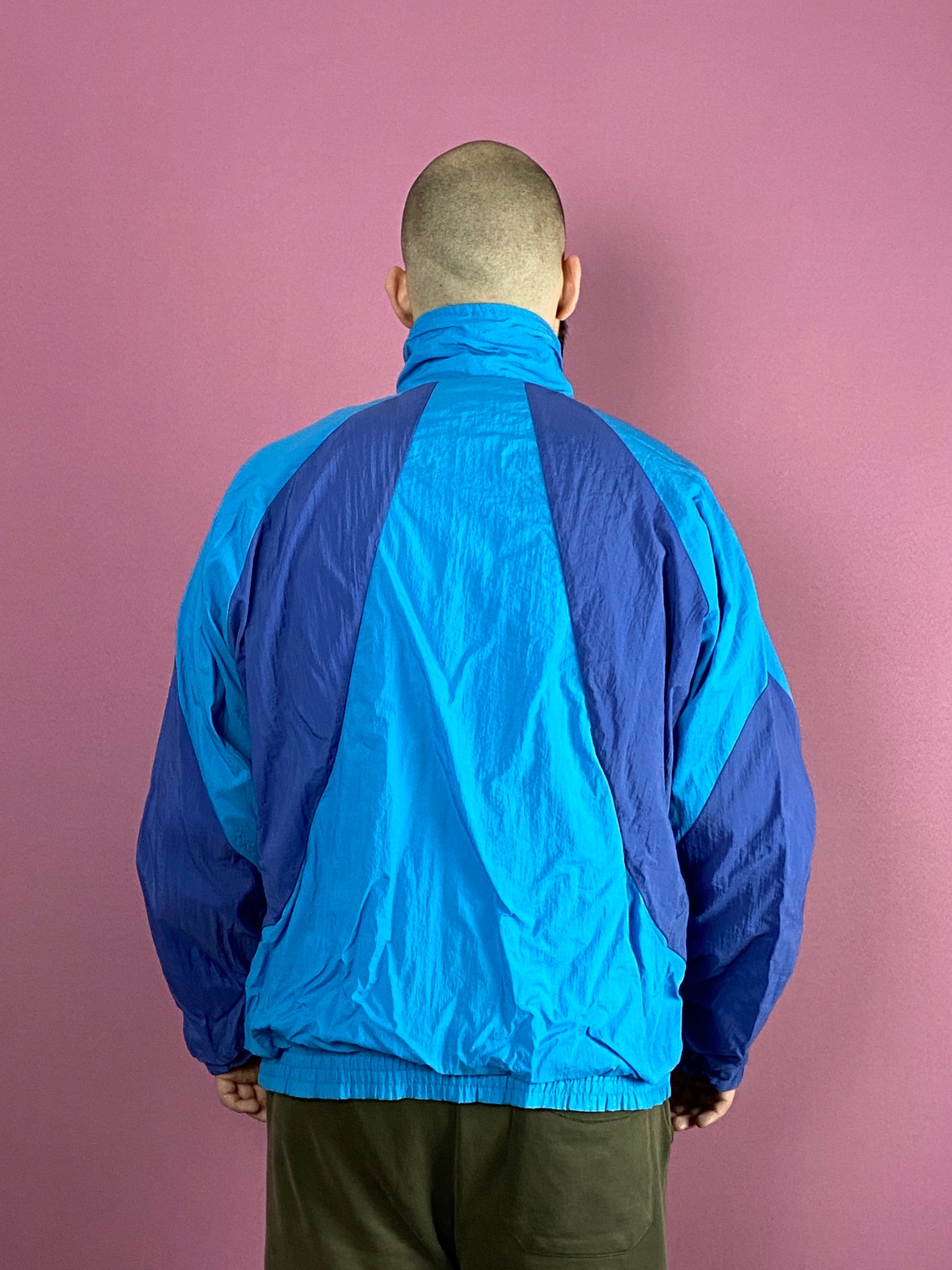 90s Racanor Vintage Men's Windbreaker Jacket - XL Blue Nylon