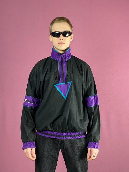 90s Raichle Vintage Men's Windbreaker Jacket - XL Black Polyester