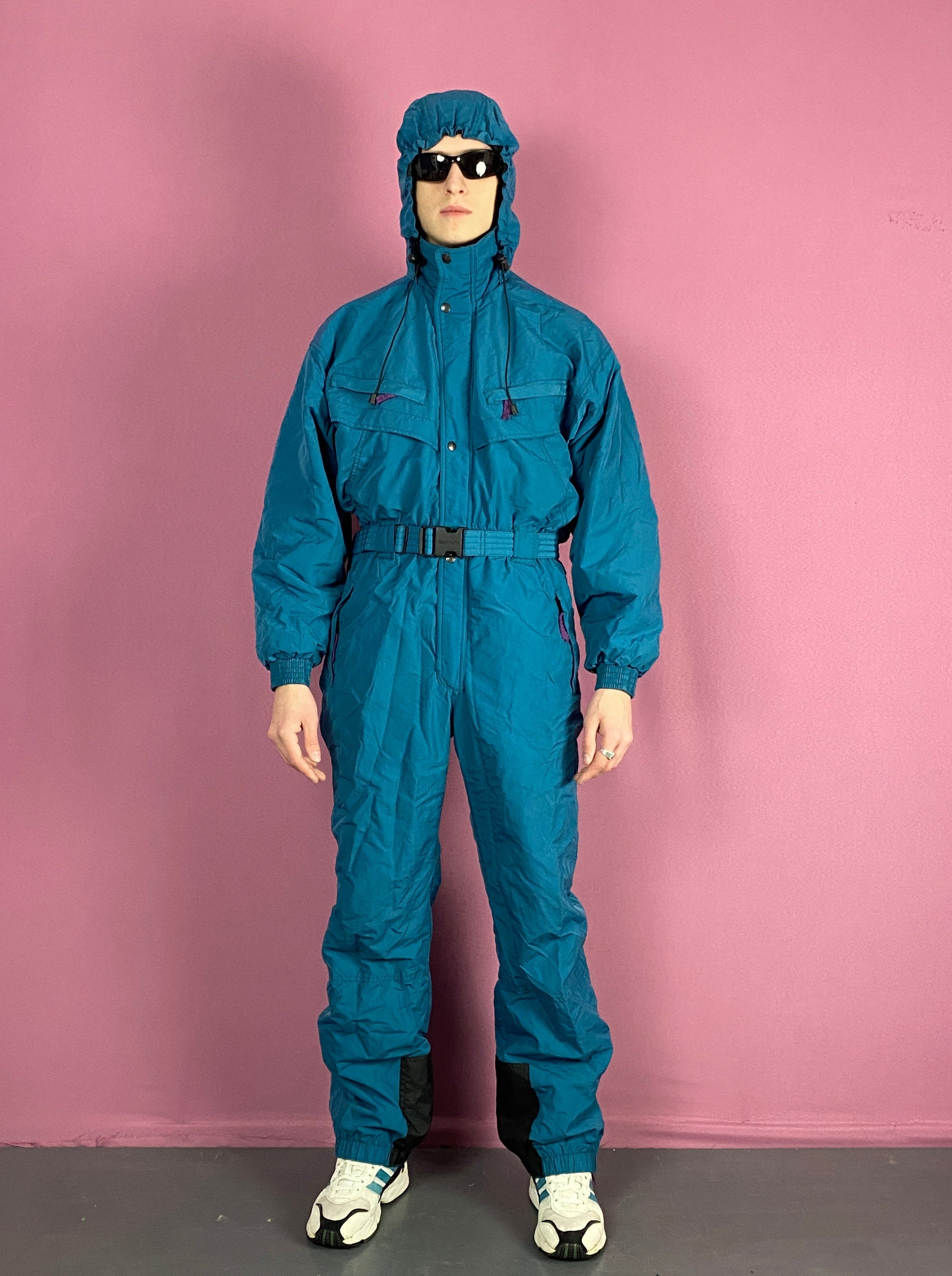 Decathlon Vintage Men's One Piece Ski Suit - Large Navy Blue Polyester