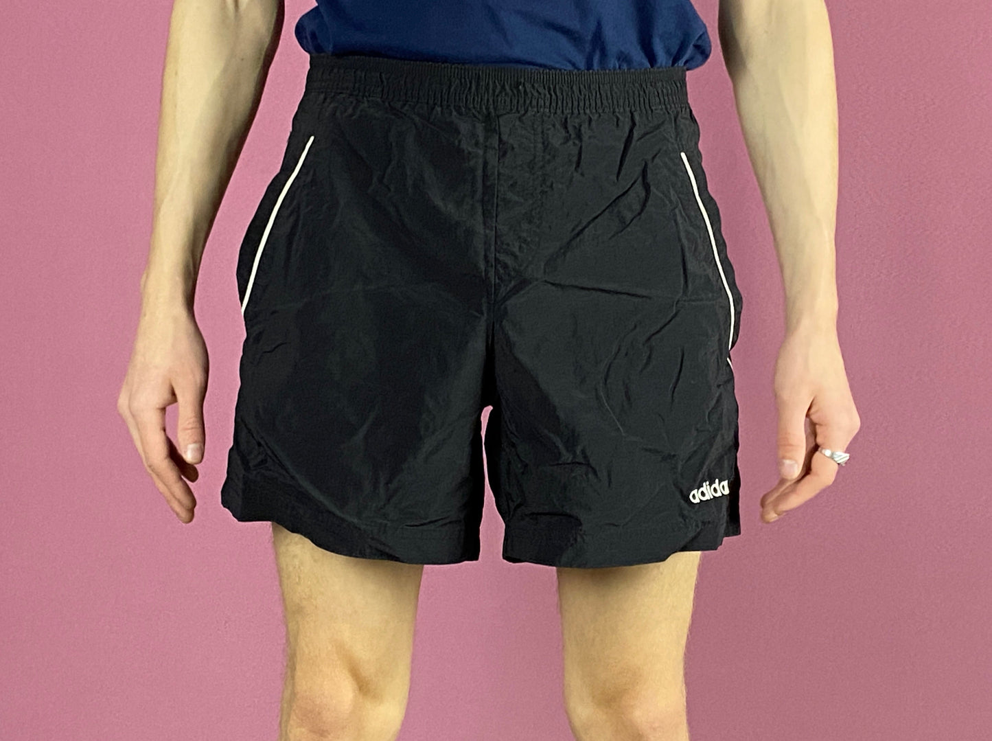 Adidas Vintage Men's Track Shorts - 32 Black Nylon