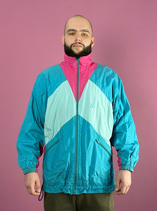 90s Loffler Vintage Men's Windbreaker Jacket - L Blue Nylon