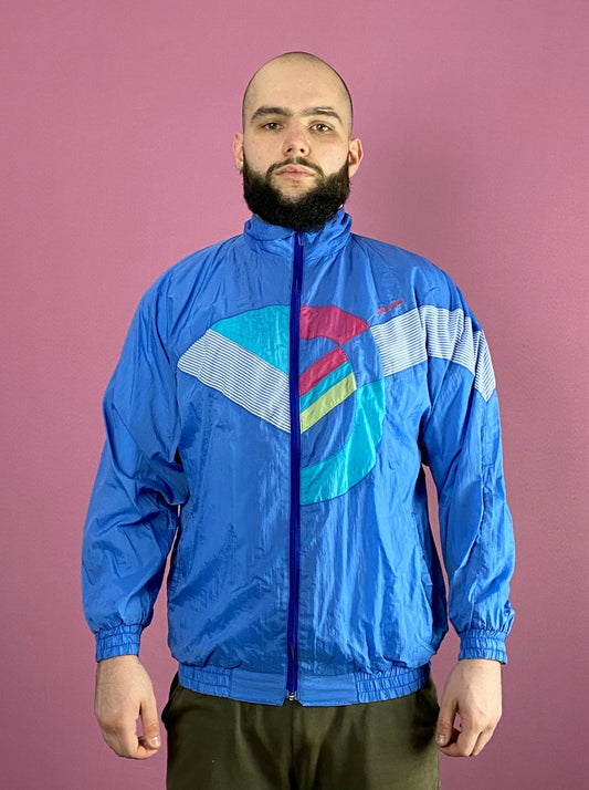 90s Luigi Rossi Vintage Men's Windbreaker Jacket - M Blue Nylon