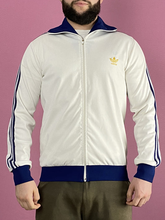 70s Adidas Vintage Men's Track Jacket - L White Polyester