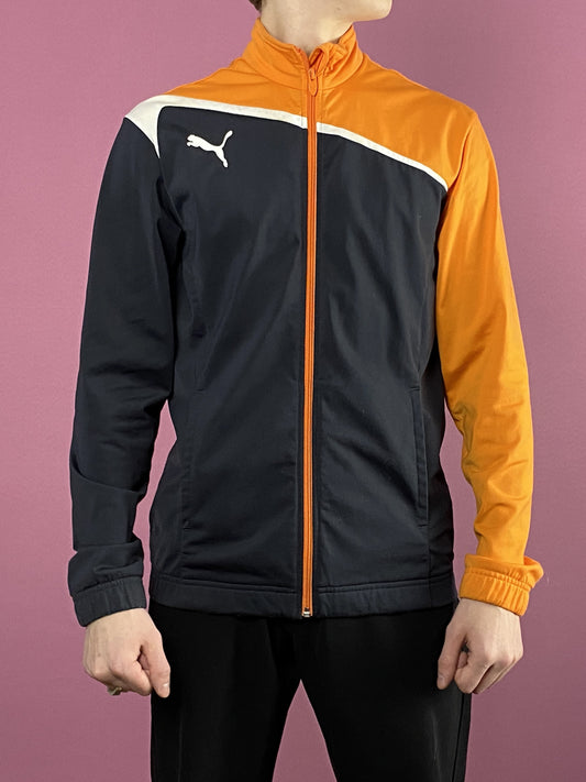 Puma Vintage Youth Windbreaker Jacket - XXL Orange & Black Polyester