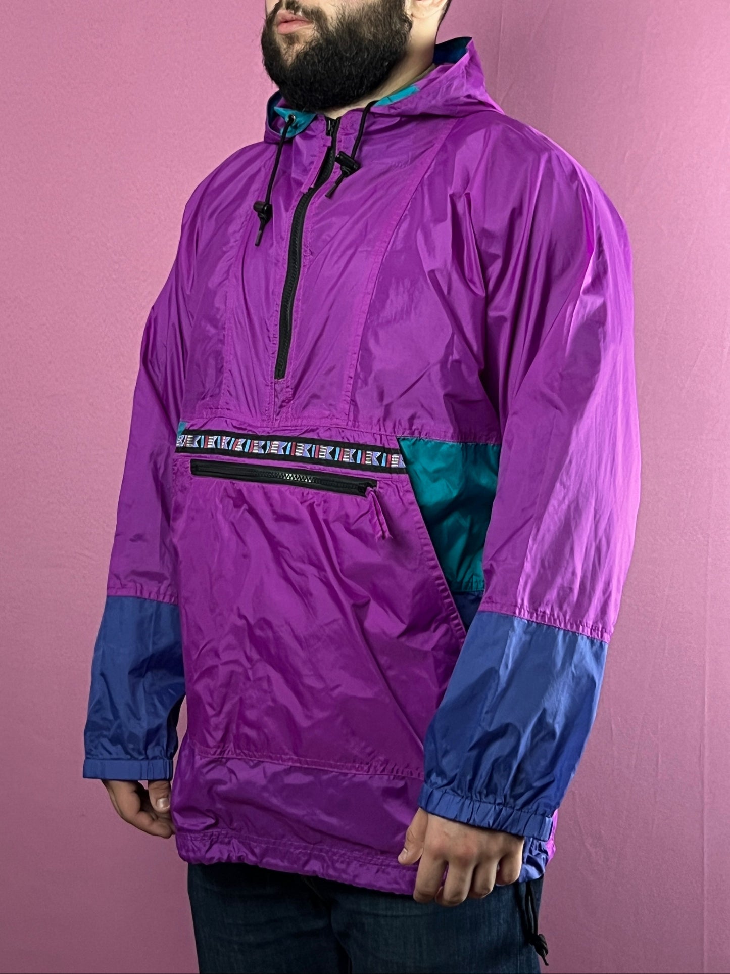 90s Canadian Rocky Vintage Men's Hooded Rain Jacket/Coat - L