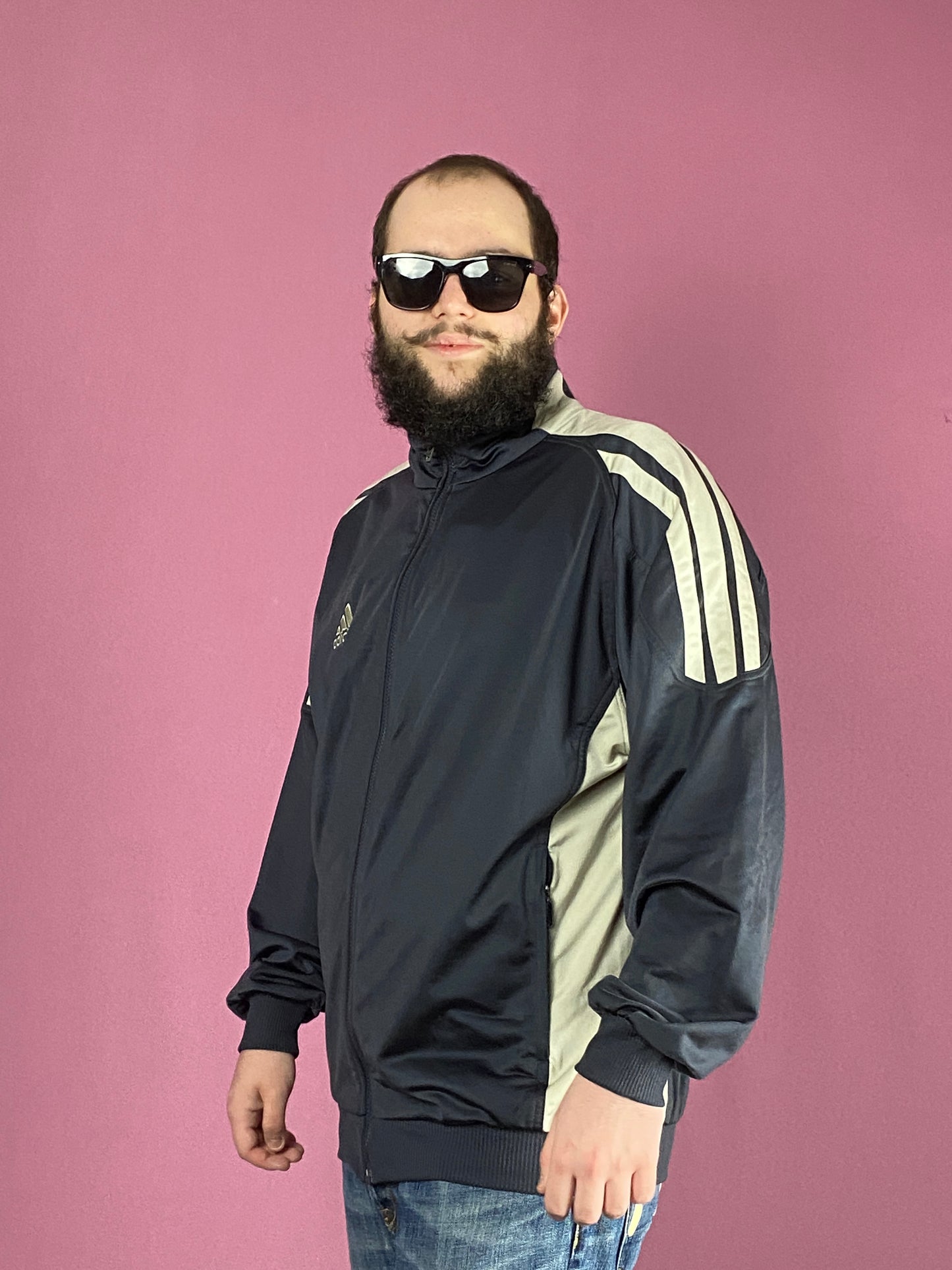 90s Adidas Vintage Men's Track Jacket - Large Gray Polyester