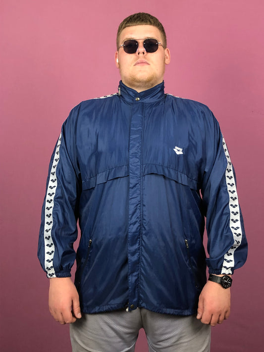 90s Arena Vintage Men's Windbreaker Sport Jacket - XL Navy Blue