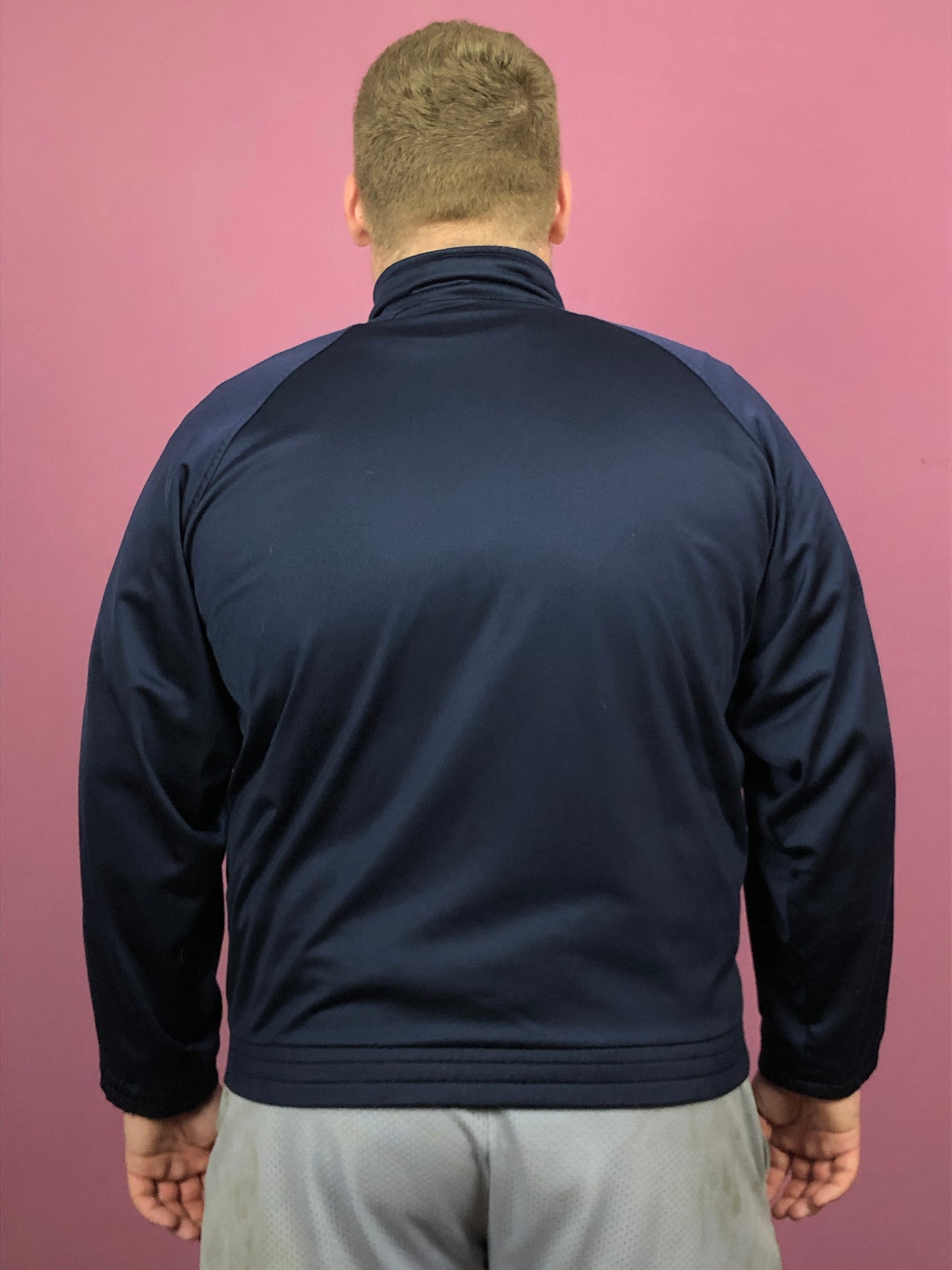 Fila Vintage Men's Track Jacket - Large Navy Blue Polyester