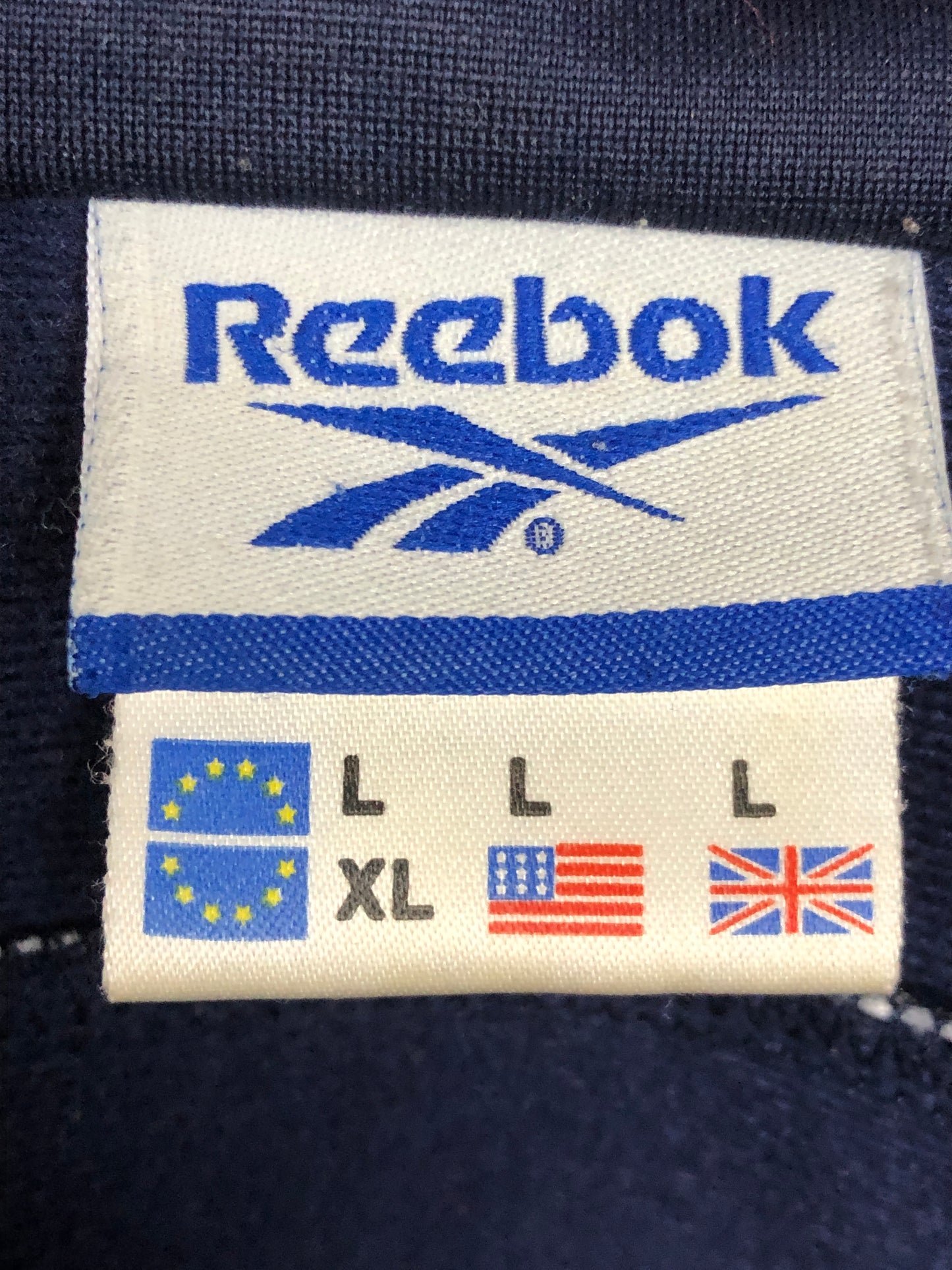 90s Reebok Vintage Men's Track Jacket - Large Navy Blue Polyester