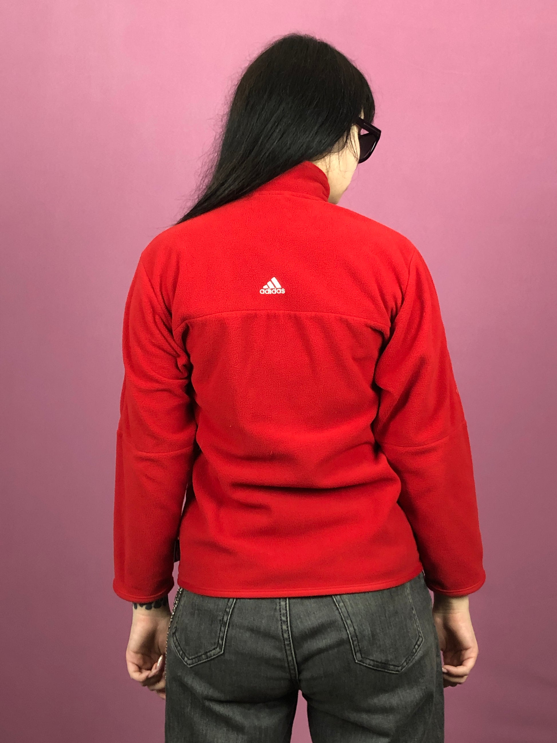 Adidas Vintage Women's Full Zip Fleece - XS Red Polyester