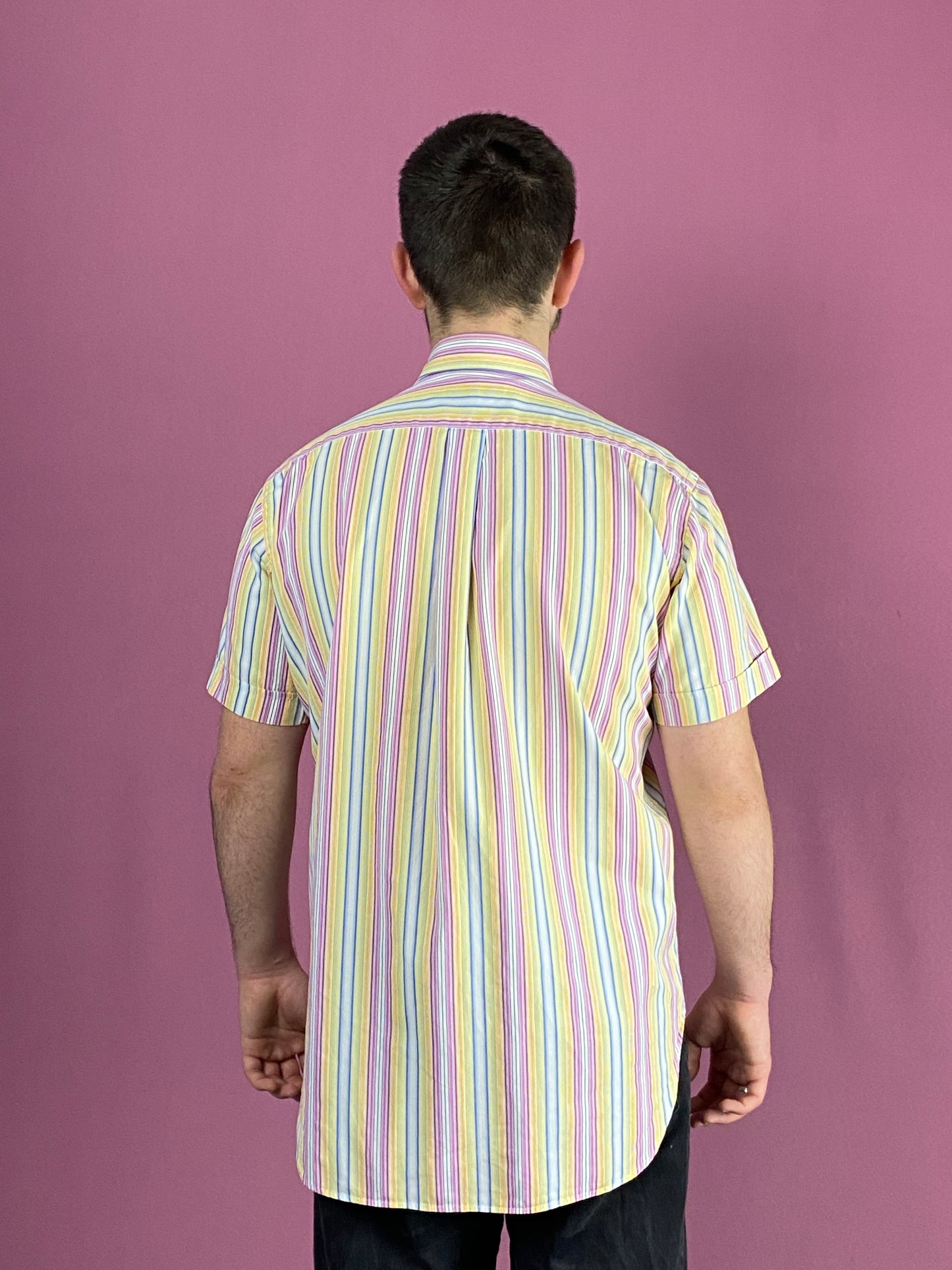 Etro Vintage Men's Spriped Short Sleeve Shirt - Medium Multicolor Cotton