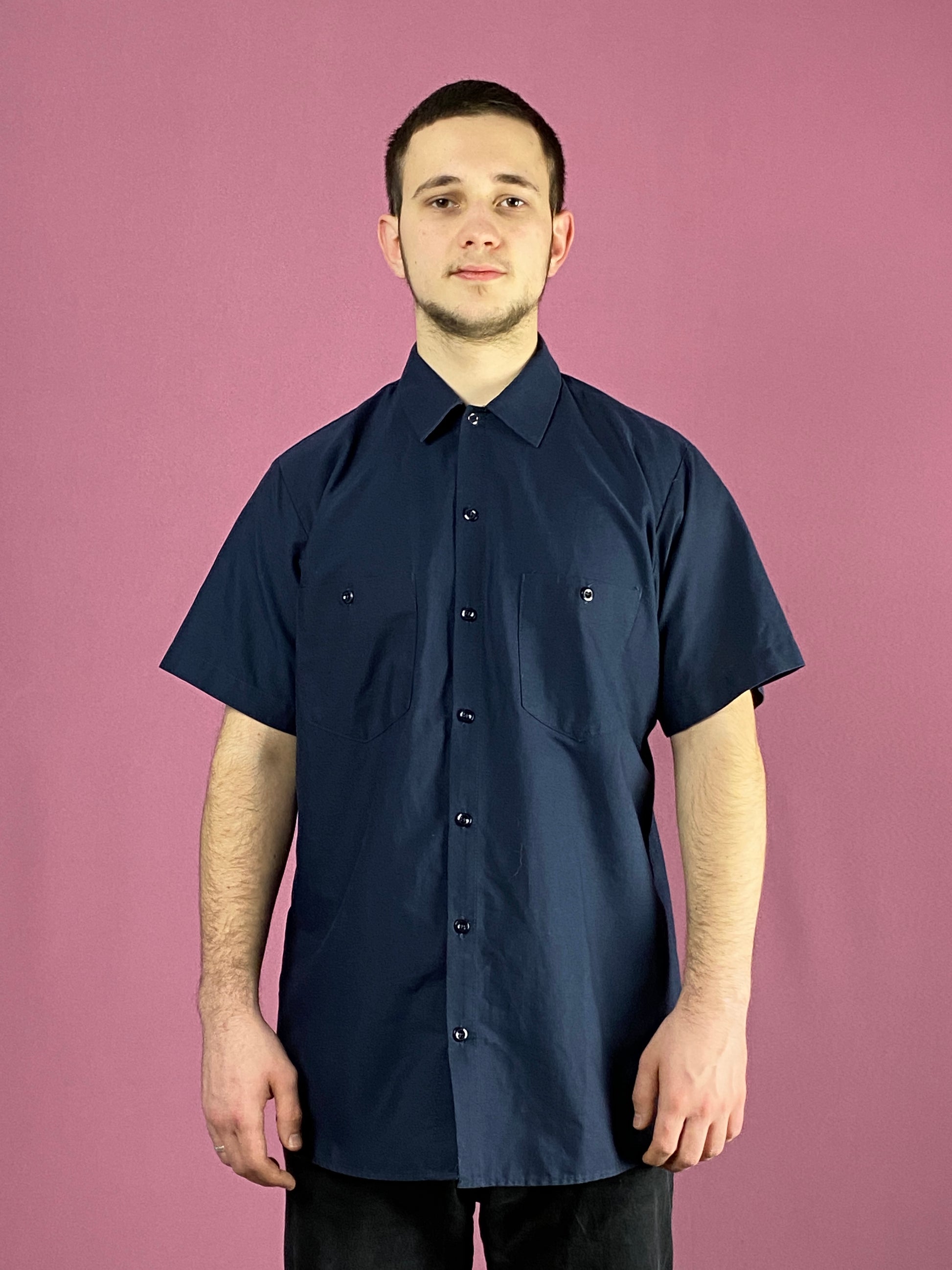 Dickies Vitnage Men's Short Sleeve Work Shirt - Medium Navy Blue