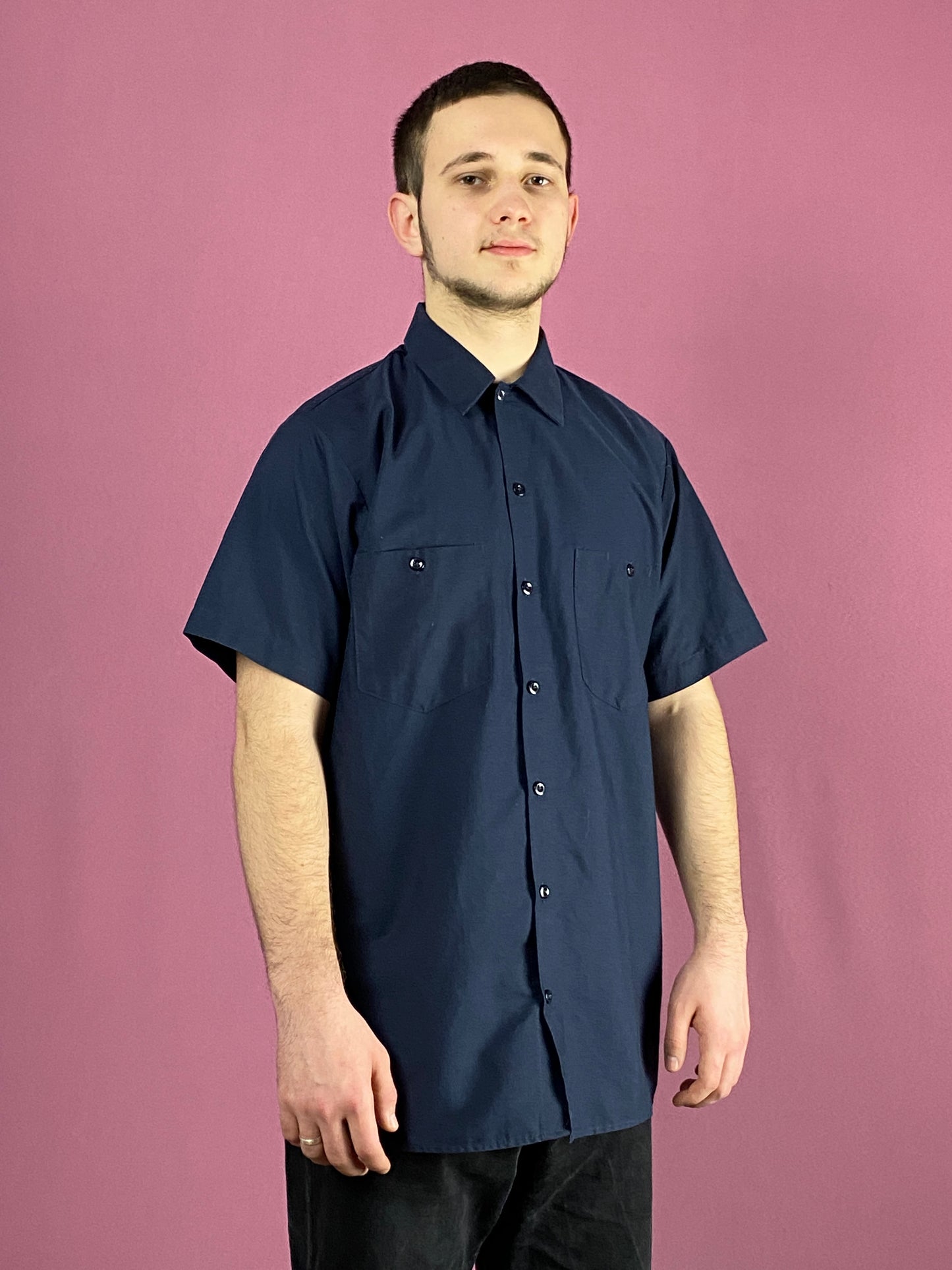 Dickies Vitnage Men's Short Sleeve Work Shirt - Medium Navy Blue