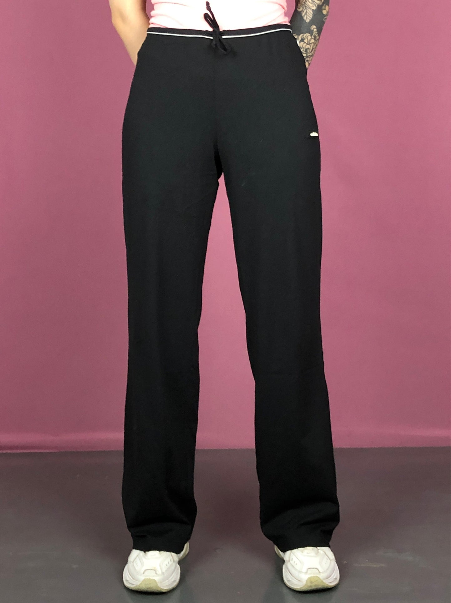 Adidas Vintage Women's Straight Track Pants - L Black Nylon Blend