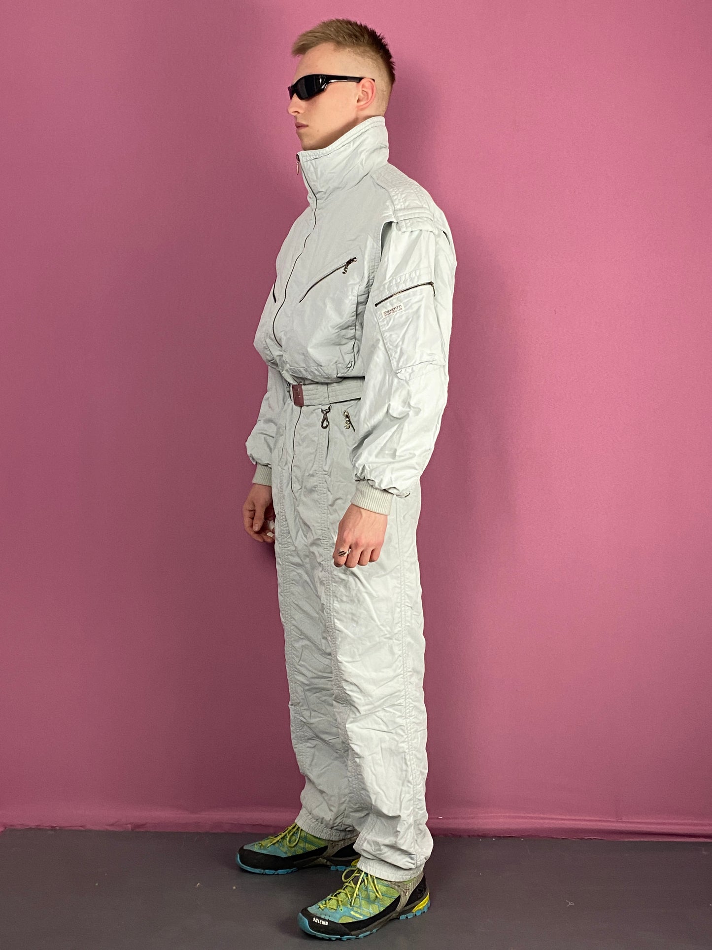 Peter Steinebronn lVintage Men's One Piece Ski Suit - Medium White Polyester Blend